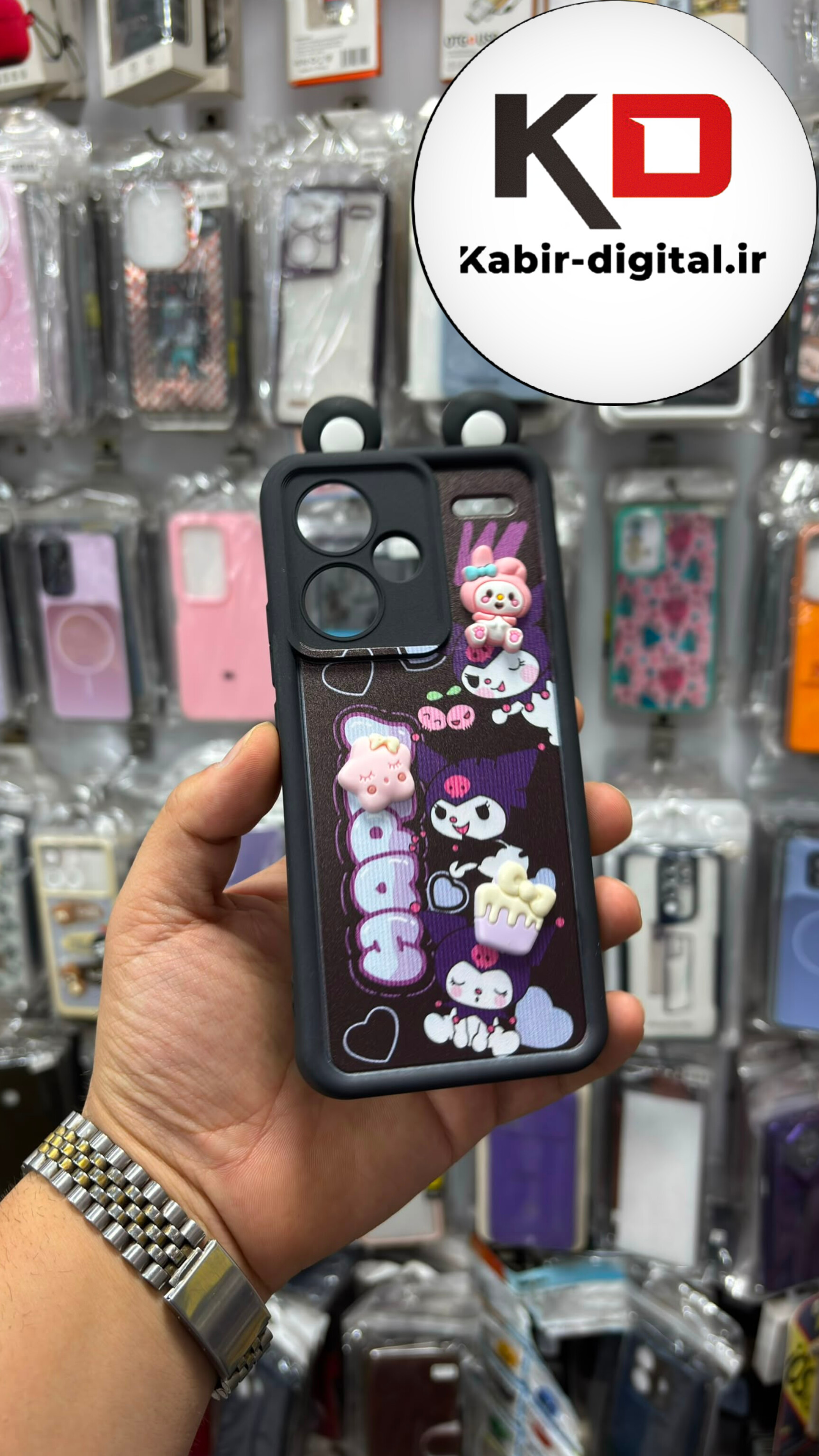 قاب گوشی Redmi Note 13 Pro Plus شیائومی سیلیکونی Solid Case عروسکی برجسته سه بعدی کرومی مشکی