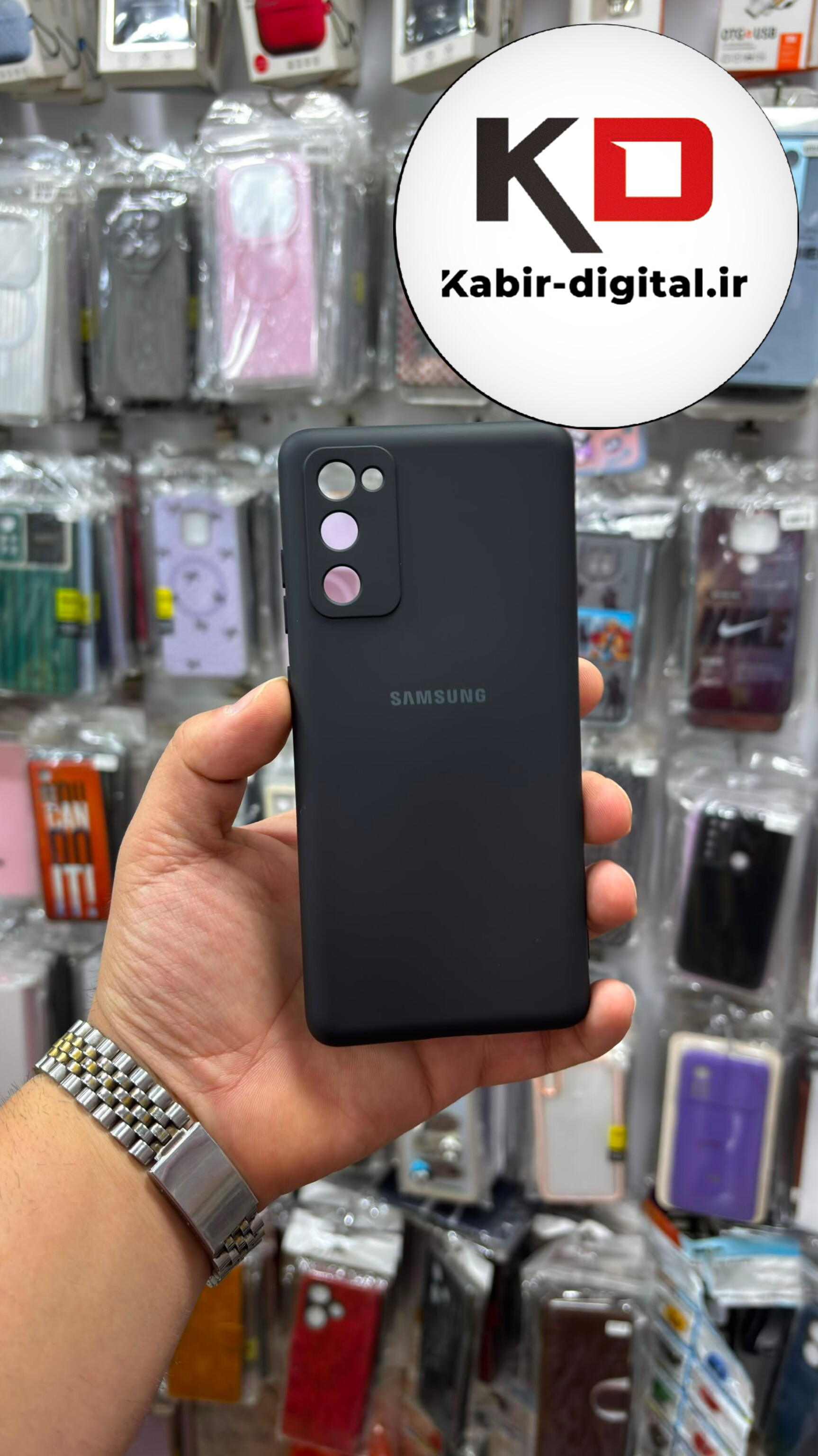 قاب گوشی Galaxy S20 FE سامسونگ سیلیکونی اورجینال درجه یک داخل پارچه  زیربسته محافظ لنز دار مشکی