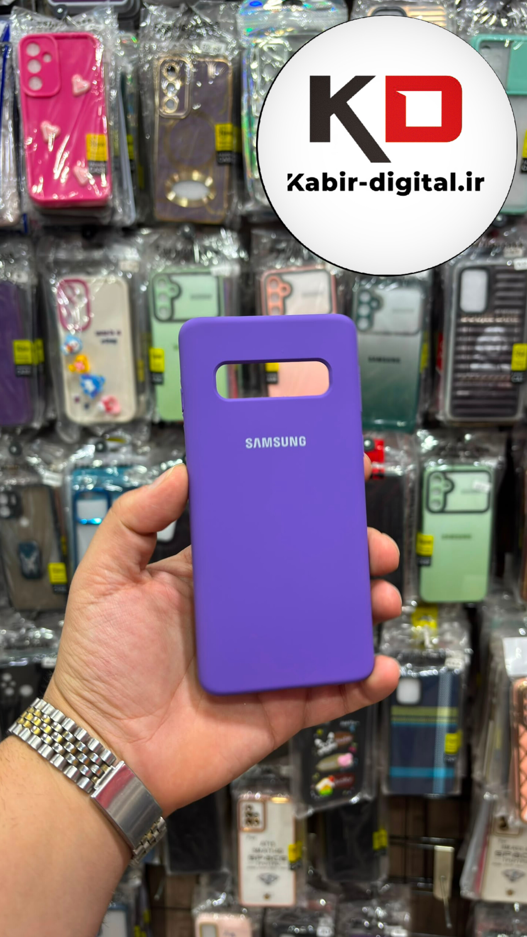 قاب گوشی Galaxy S10سامسونگ  سیلیکونی اورجینال درجه یک داخل پارچه محافظ لنز دار بنفش