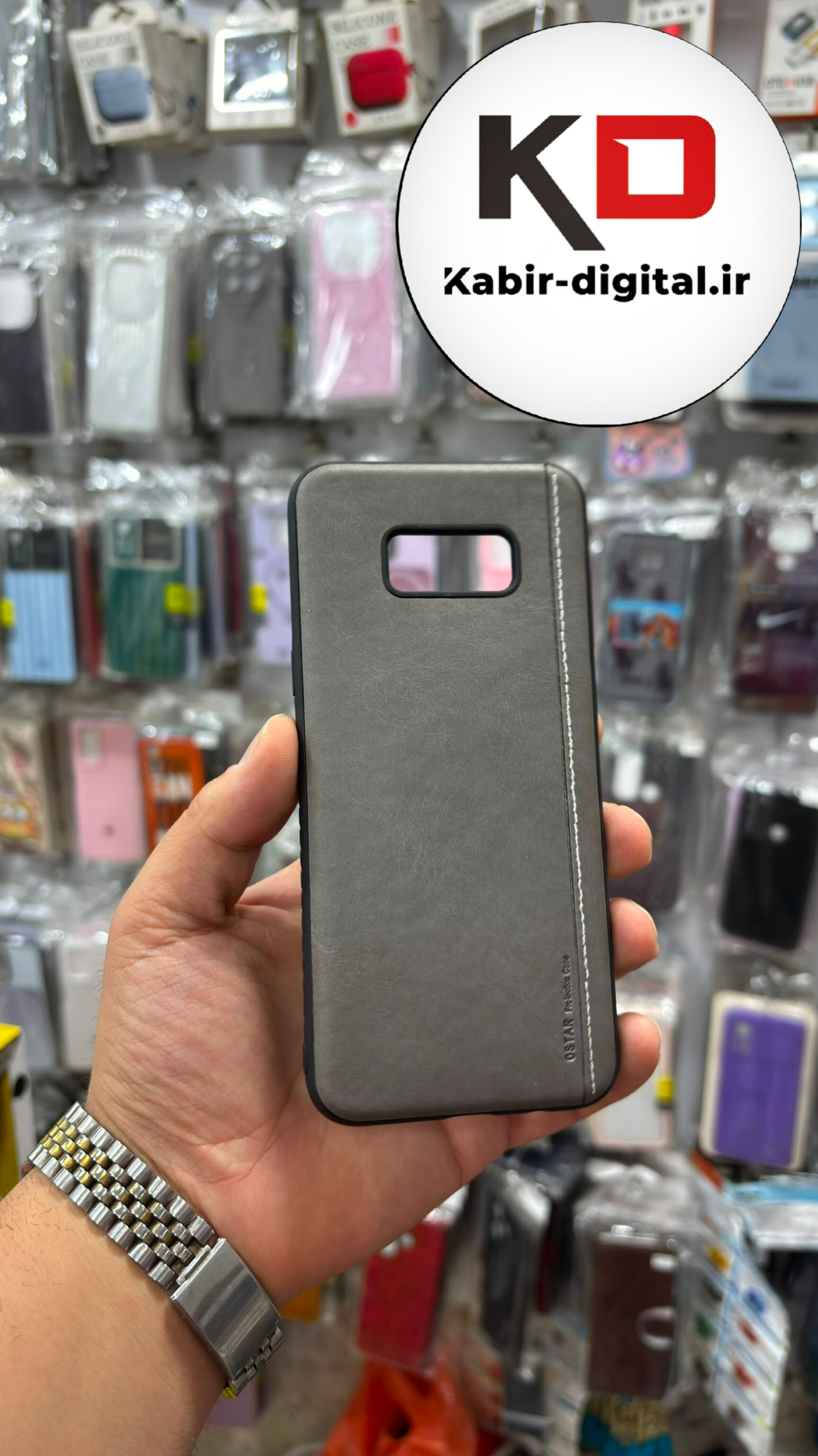 قاب گوشی Galaxy S8 Plus سامسونگ سیلیکونی طرح چرمی کلاسیک RYOURK محافظ لنز دار طوسی