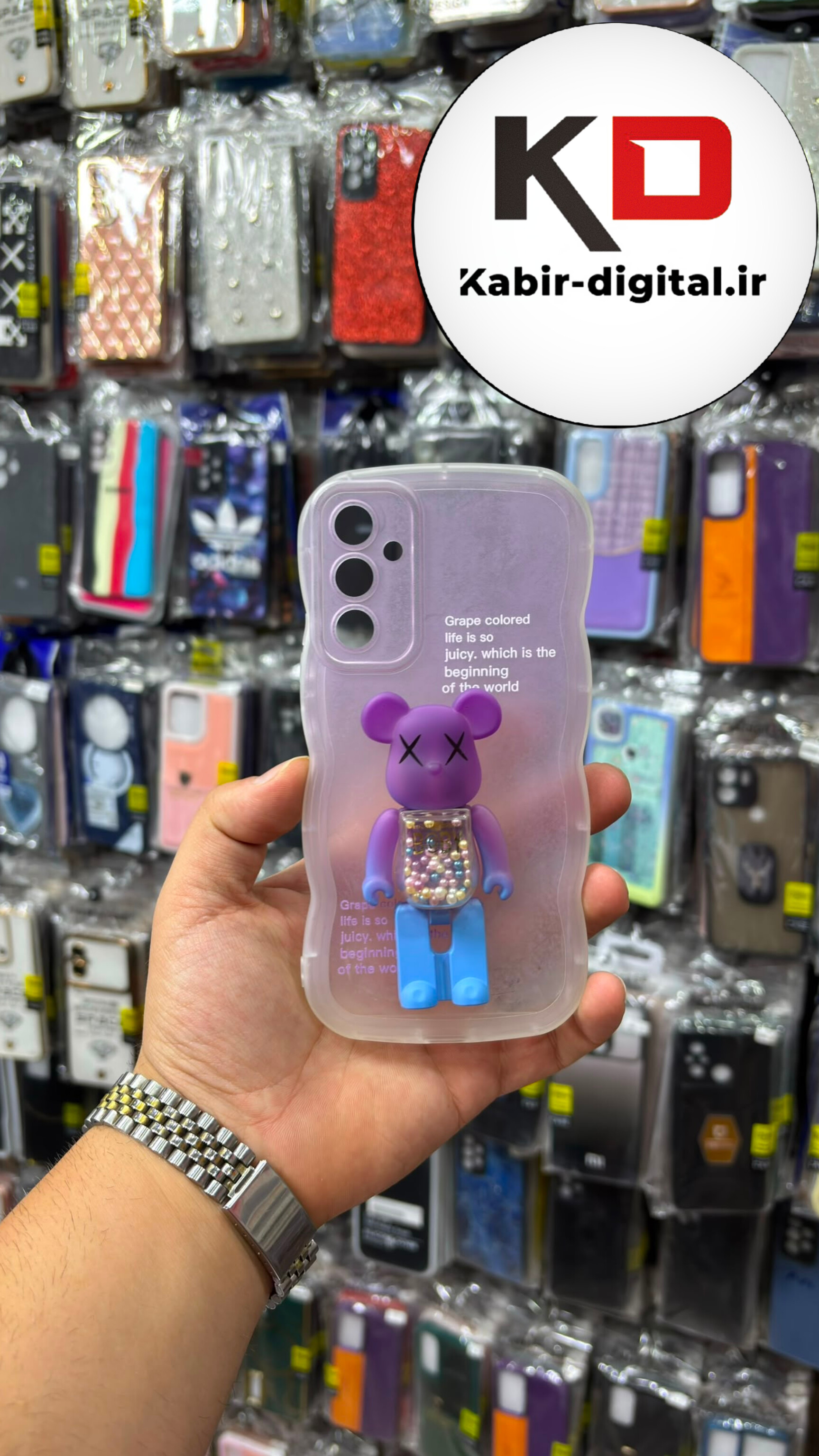 قاب گوشی Galaxy A34 سامسونگ طرح ژله ای شفاف بالشتی عروسکی برجسته سه بعدی عروسکی هولدر دار