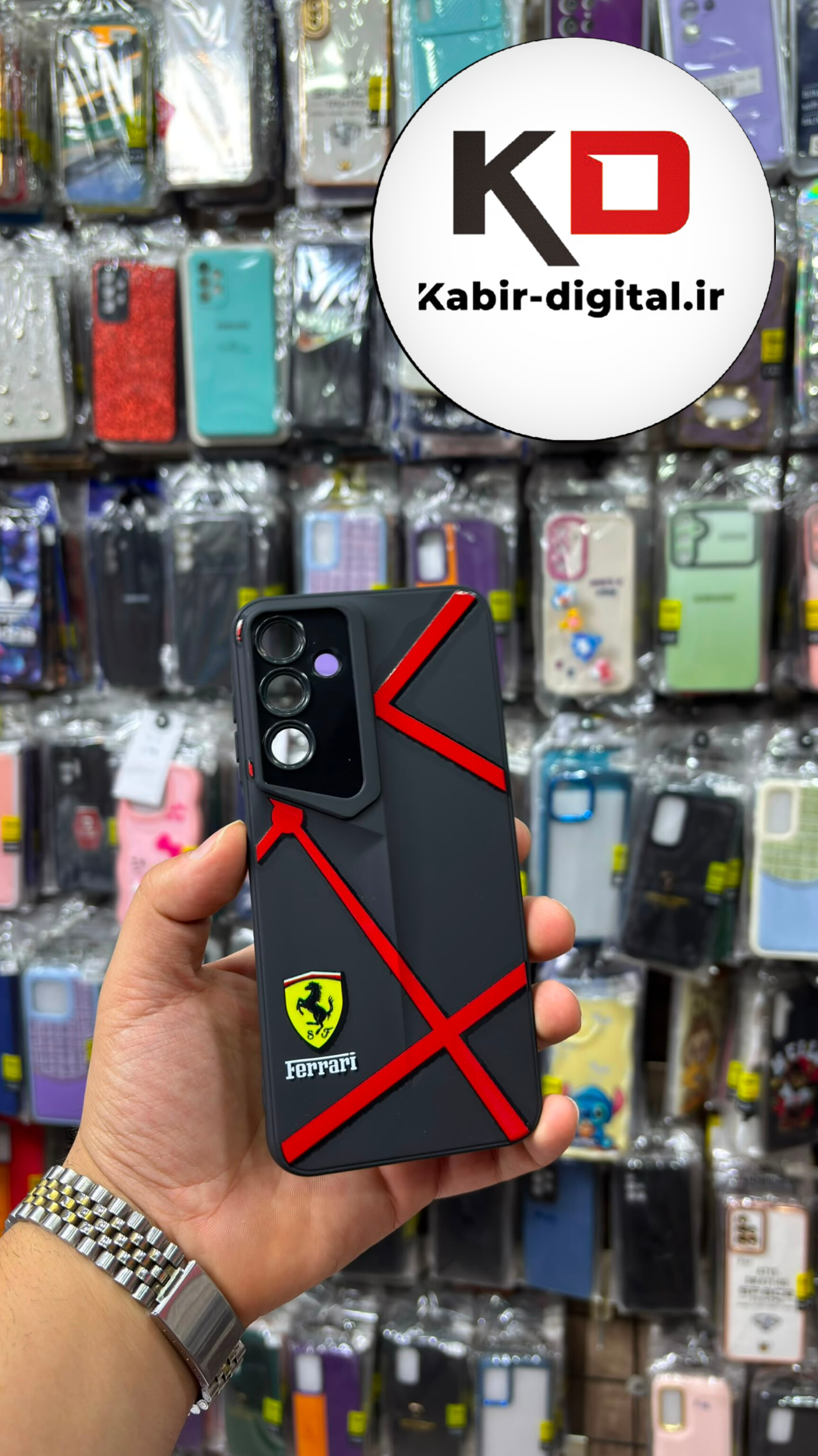 قاب گوشی Galaxy A16 سامسونگ  طرح سری Porsche Design پورش دیزاین Hard LUXURY محافظ لنز دار مشکی قرمز