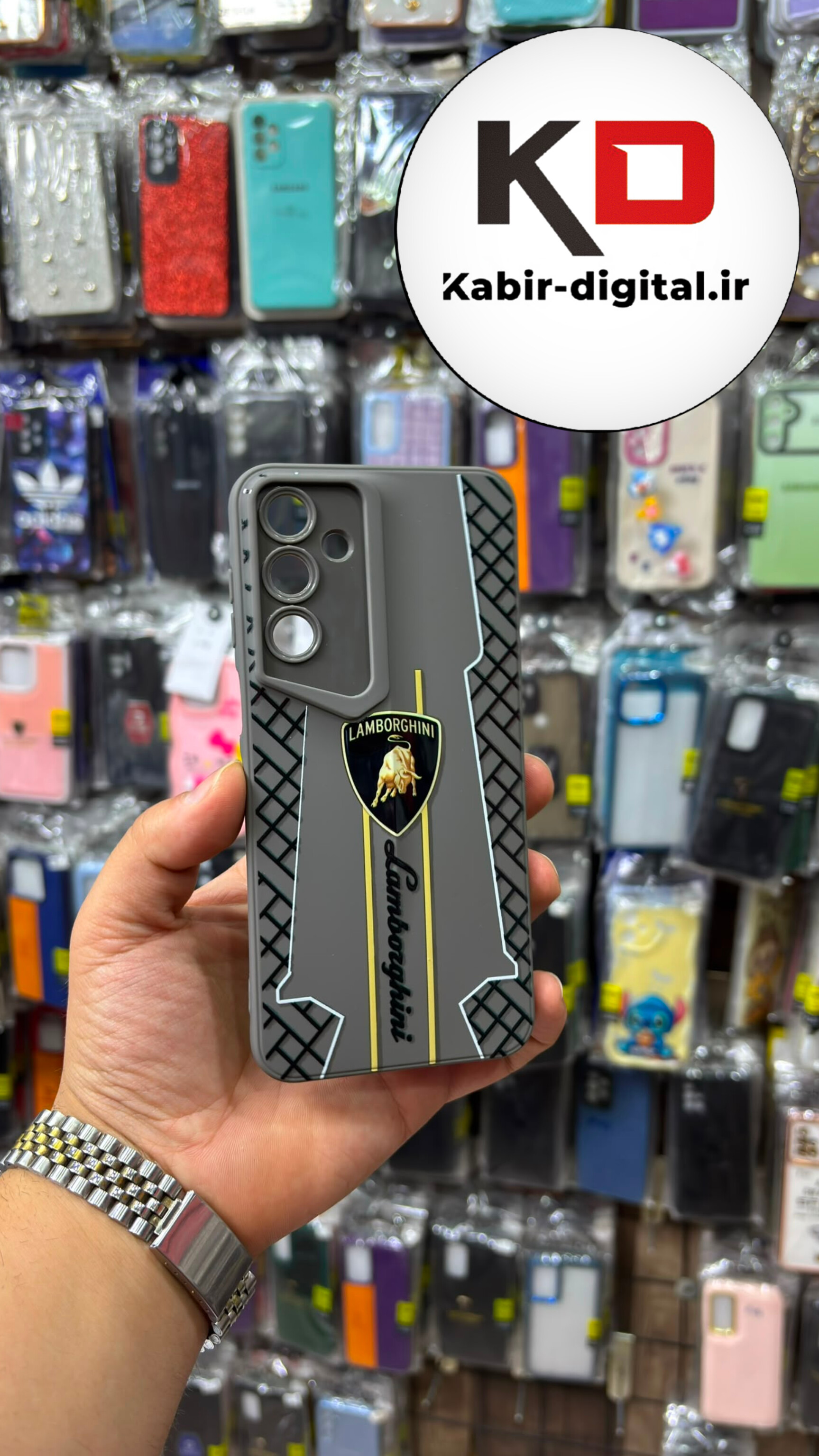 قاب گوشی Galaxy A16 سامسونگ طرح سری Porsche Design پورش دیزاین Hard LUXURY محافظ لنز دار طوسی