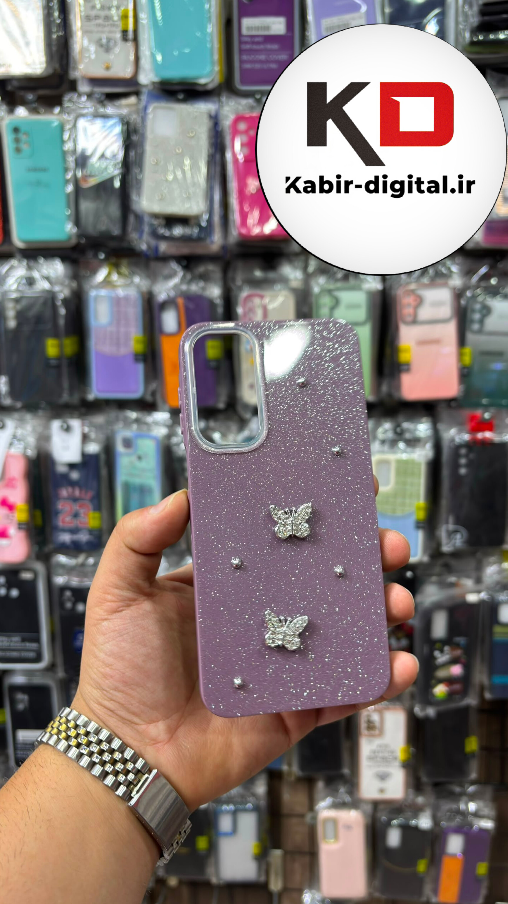 قاب گوشی Galaxy A16 / A17 / A26 سامسونگ شاین سخت HARD برجسته اورجینال ROMANCE پروانه نگین دار بنفش