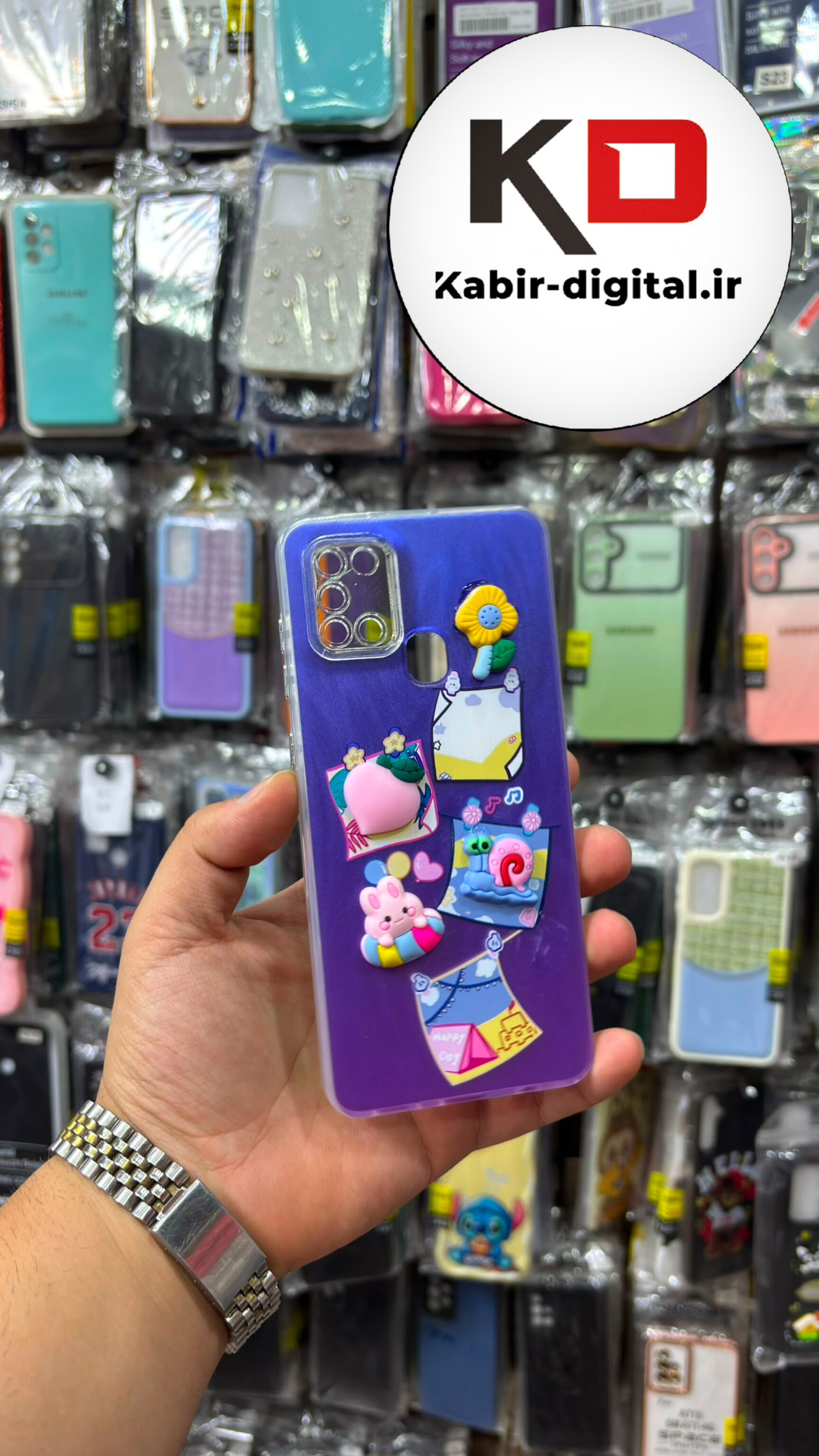 قاب گوشی Galaxy A21s سامسونگ طرح ژله ای شفاف عروسکی برجسته سه بعدی محافظ لنزدار بنفش