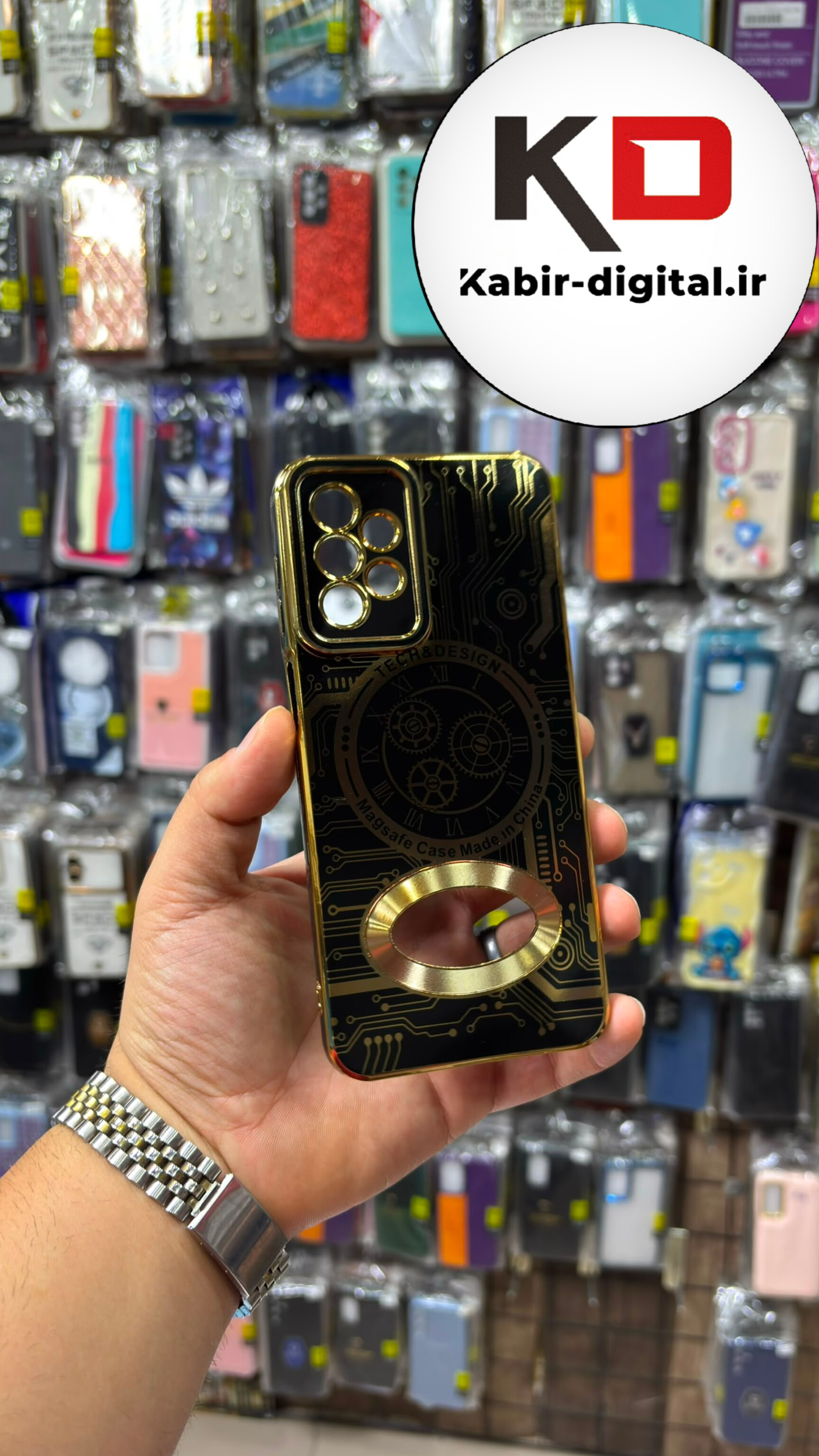 قاب گوشی Galaxy A1۳ / A23 سامسونگ طرح مای کیس MY CASE ژله ای مگ سیف محافظ لنز دار طرح تکنولوژی رنگ طلایی
