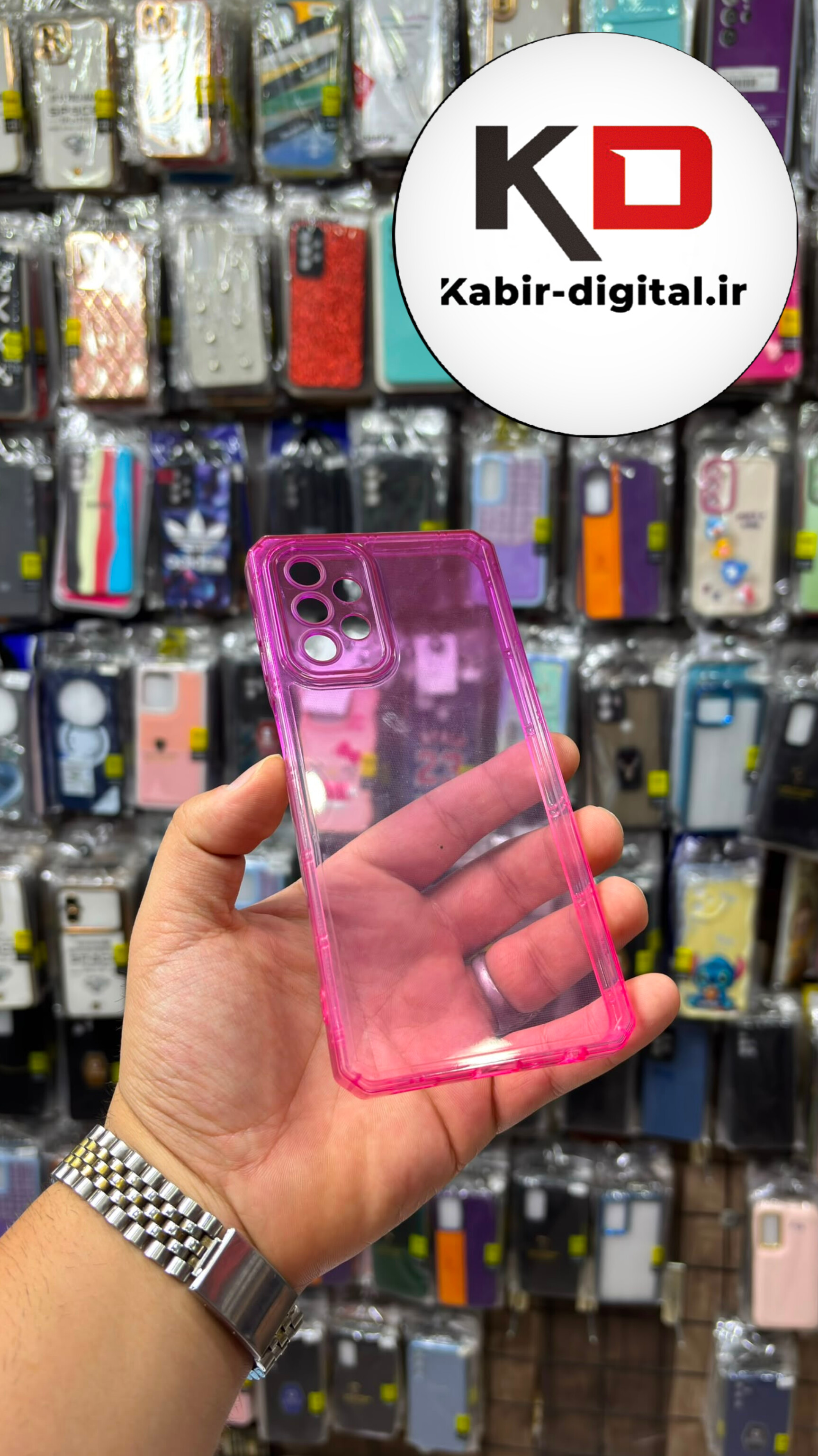 قاب گوشی Galaxy A1۳ / A23 سامسونگ سیلیکونی طرح دو رنگ ژله ای شفاف ایربگ دار کپسولی محافظ لنز دار بنفش و صورتی