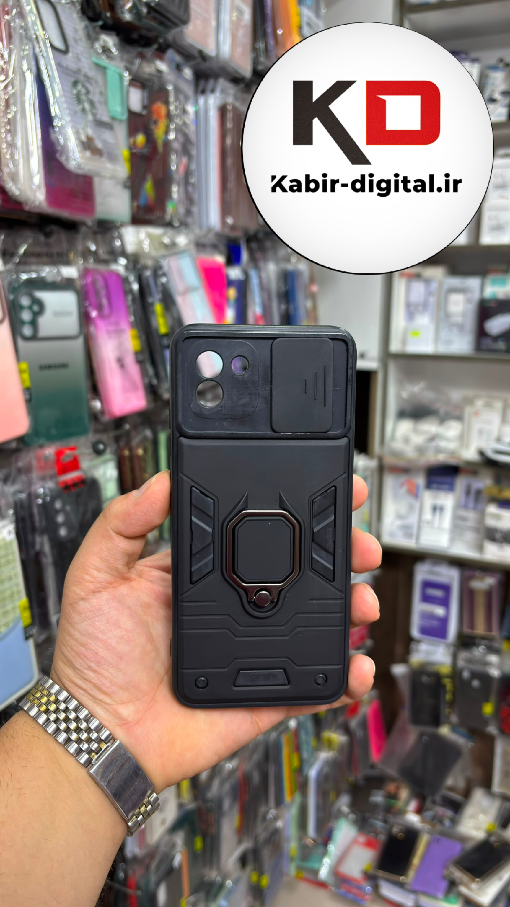 قاب گوشی Galaxy A03 سامسونگ طرح ضد ضربه بتمن فول کاور هولدر دار محافظ لنزدار کشویی