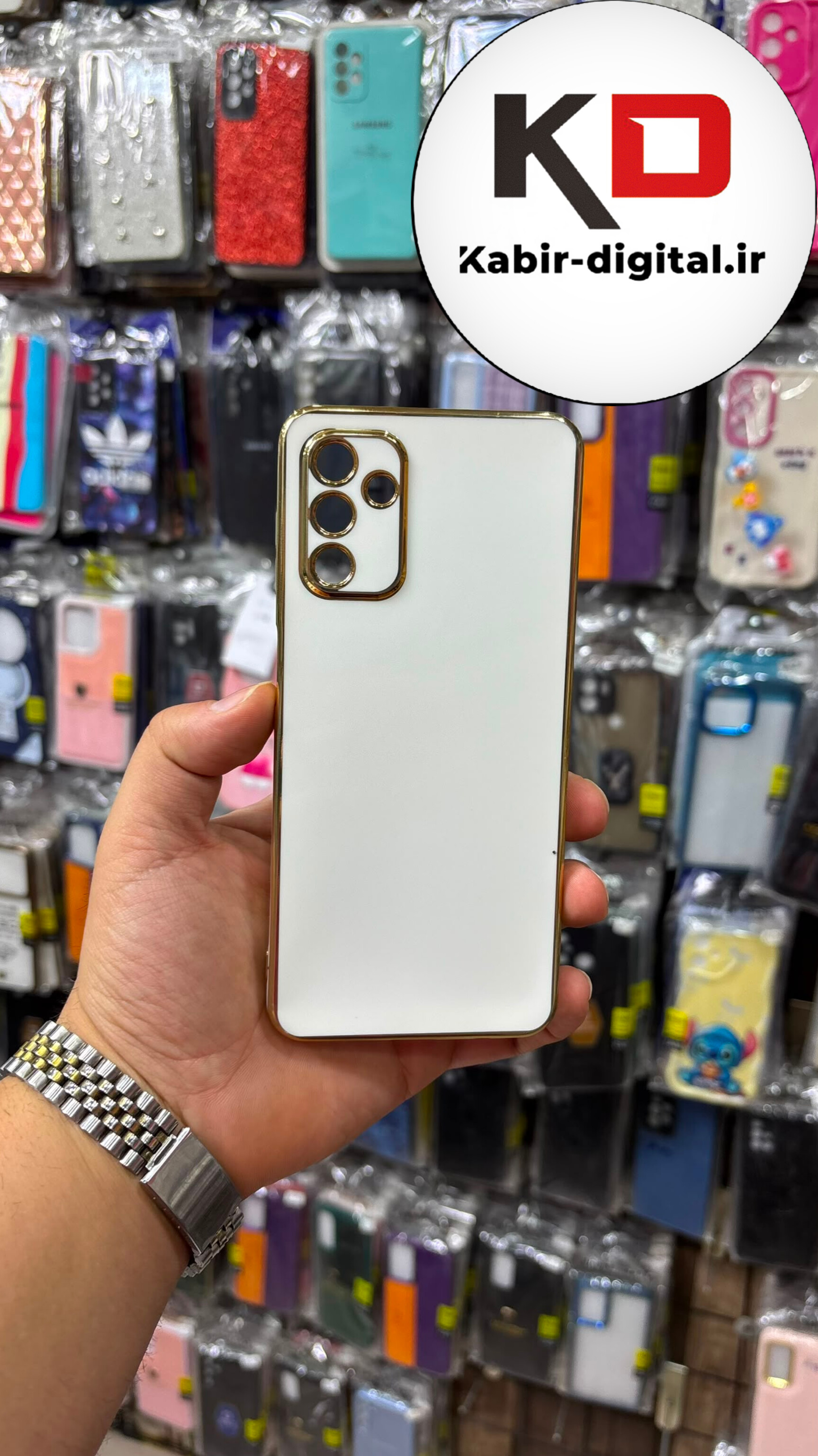 قاب گوشی  Galaxy A13 5G / A04s / M13 / F13 سامسونگ طرح ژله ای مای کیس گلد لاین دور طلایی محافظ لنز دار سفید