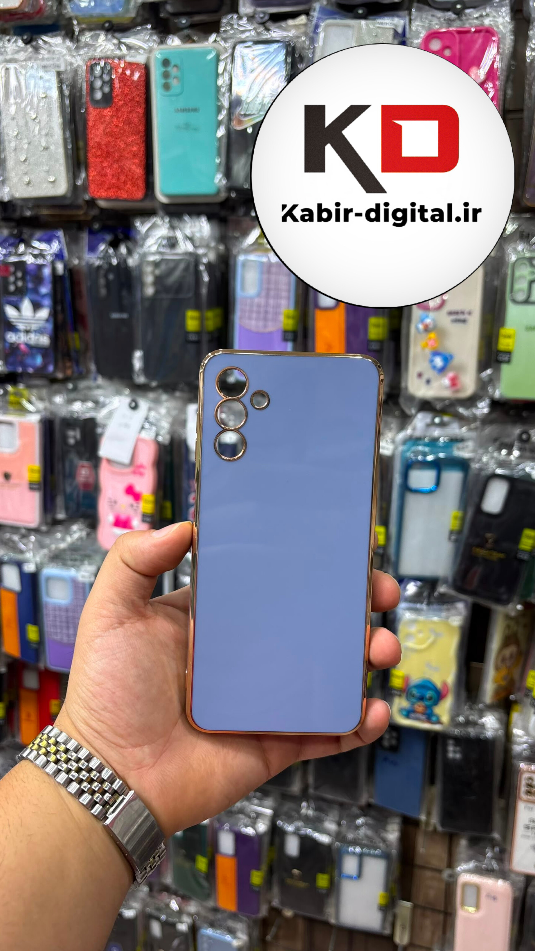 قاب گوشی  Galaxy A13 5G / A04s / M13 / F13 سامسونگ ژله ای مای کیس طرح Gold Line دور طلایی محافظ لنز دار آبی فیلی