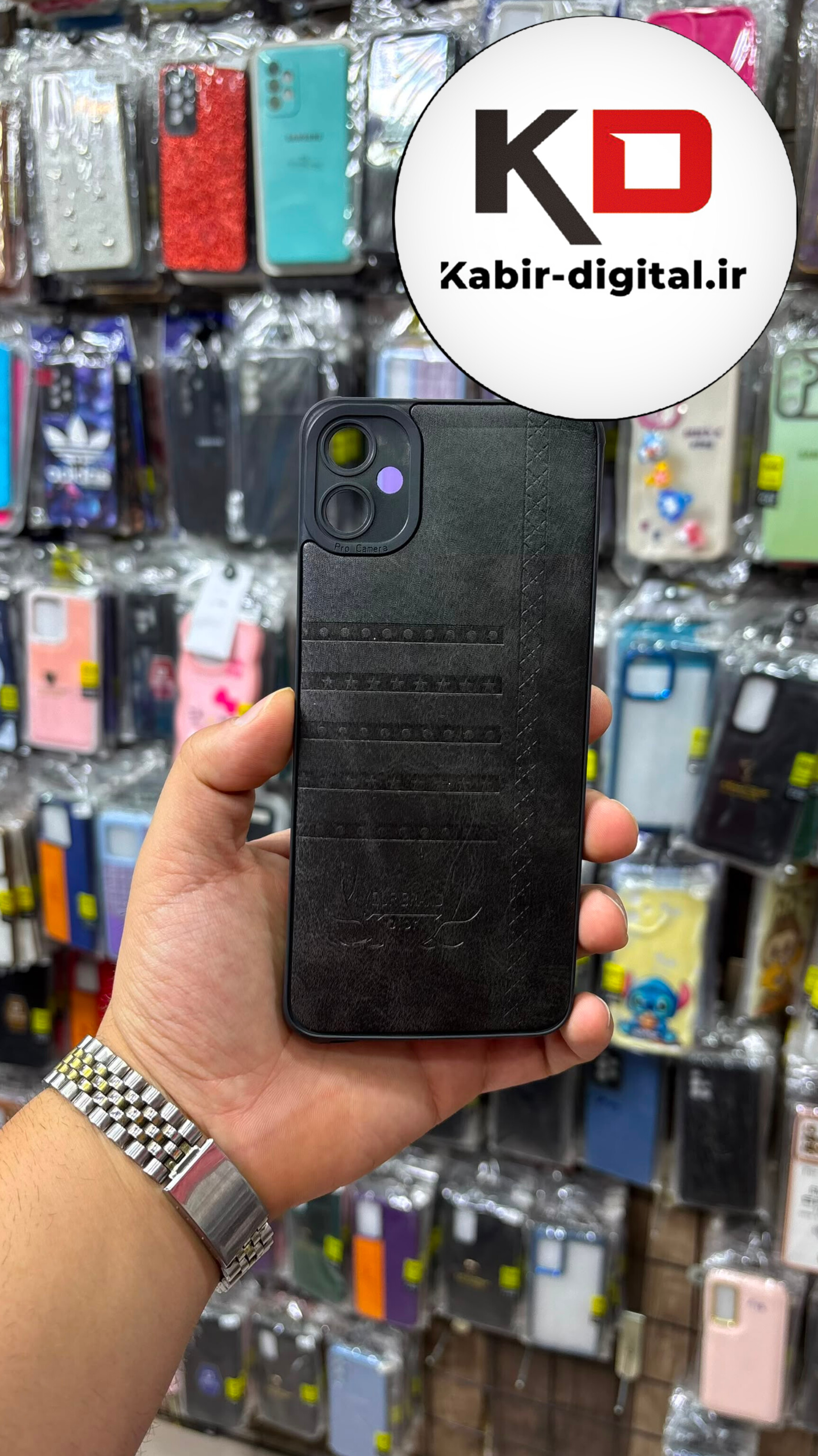 قاب گوشی  Galaxy A05 سامسونگ سیلیکونی طرح چرمی کلاسیک محافظ لنز دار مشکی