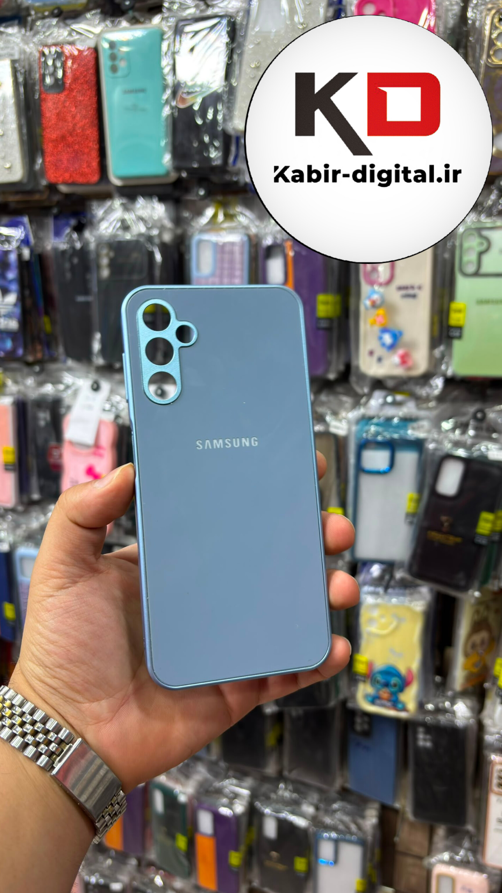 قاب گوشی  Galaxy A14 سامسونگ NEW SKIN اورجینال متال دور سیلیکونی محافظ لنز دار شفاف آبی