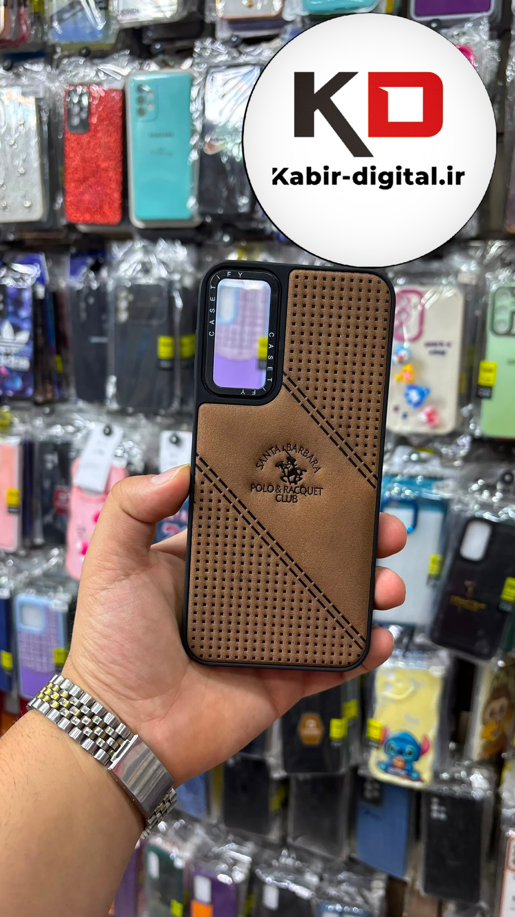 قاب گوشی  Galaxy A14 سامسونگ پارچه ای CASETIFY پافری Polo Santa Barbara قهوه ایی
