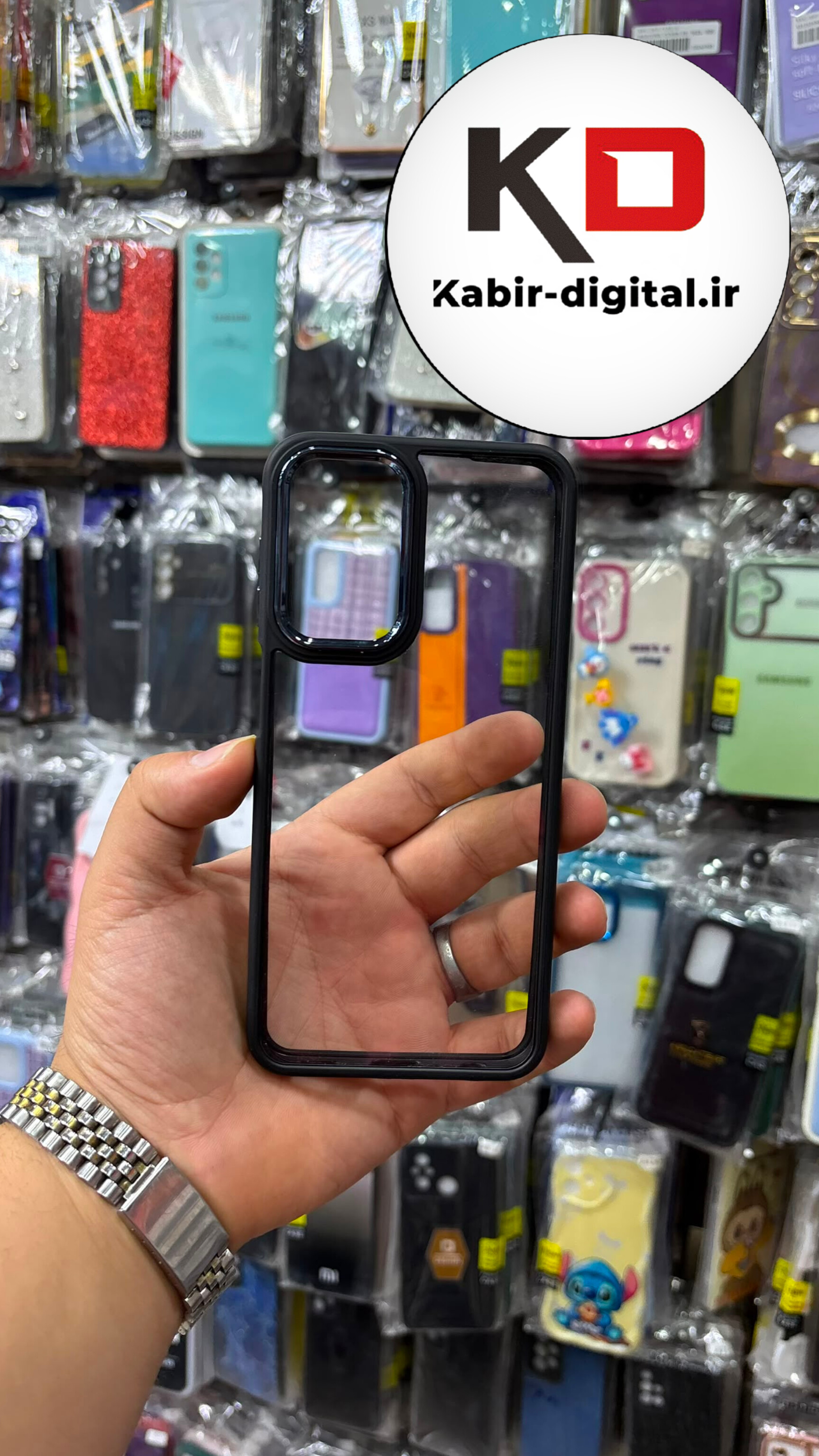 قاب گوشی  Galaxy A14 سامسونگ  اورجینال متال کیس Metal اورجینال CASE PRO طرح پشت طلق شفاف دور سیلیکونی مشکی