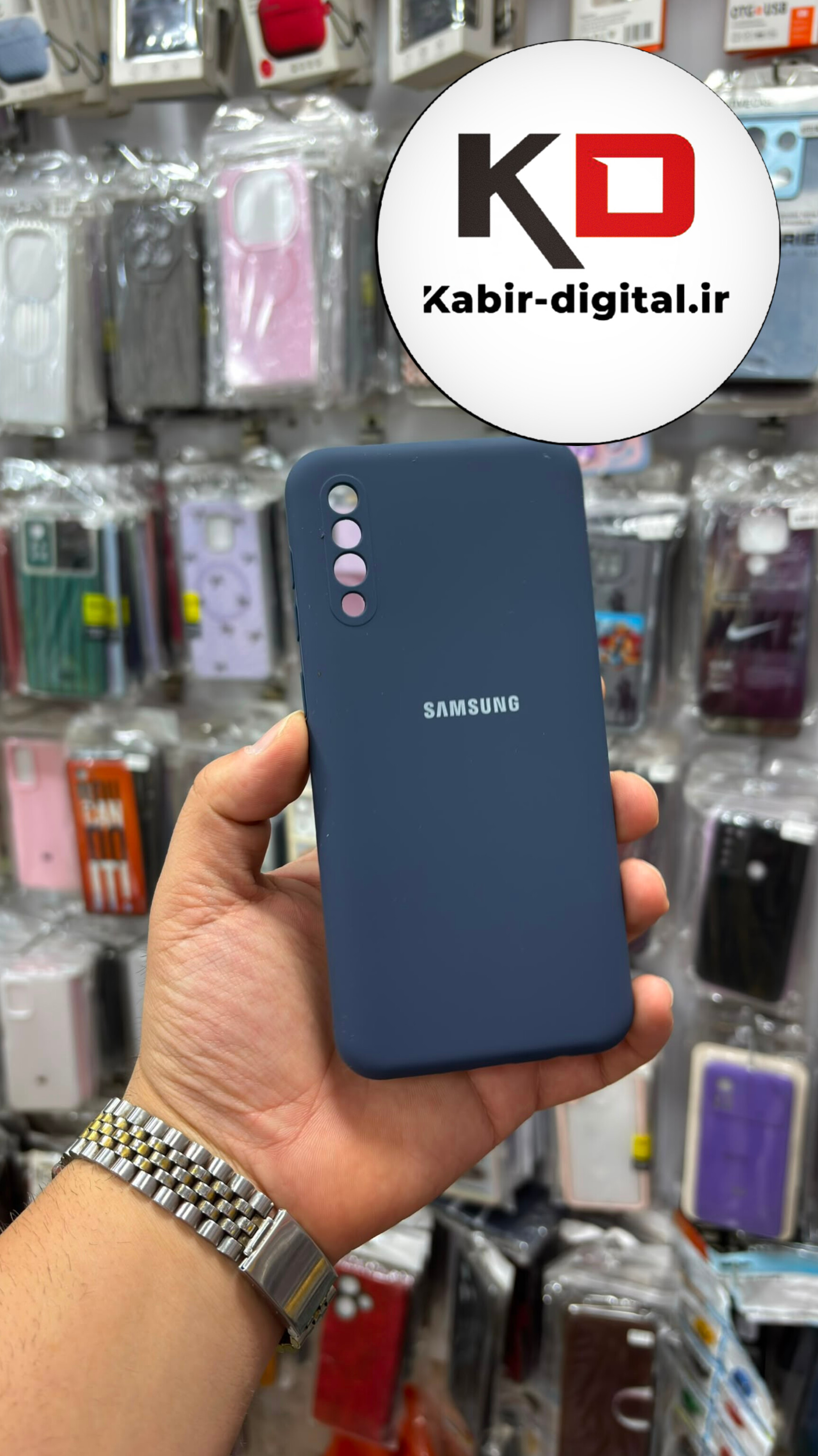 قاب گوشی Galaxy A50 / A50s / A30s سامسونگ سیلیکونی اورجینال درجه داخل پارچه زیر بسته محافظ لنزدار سرمه ایی
