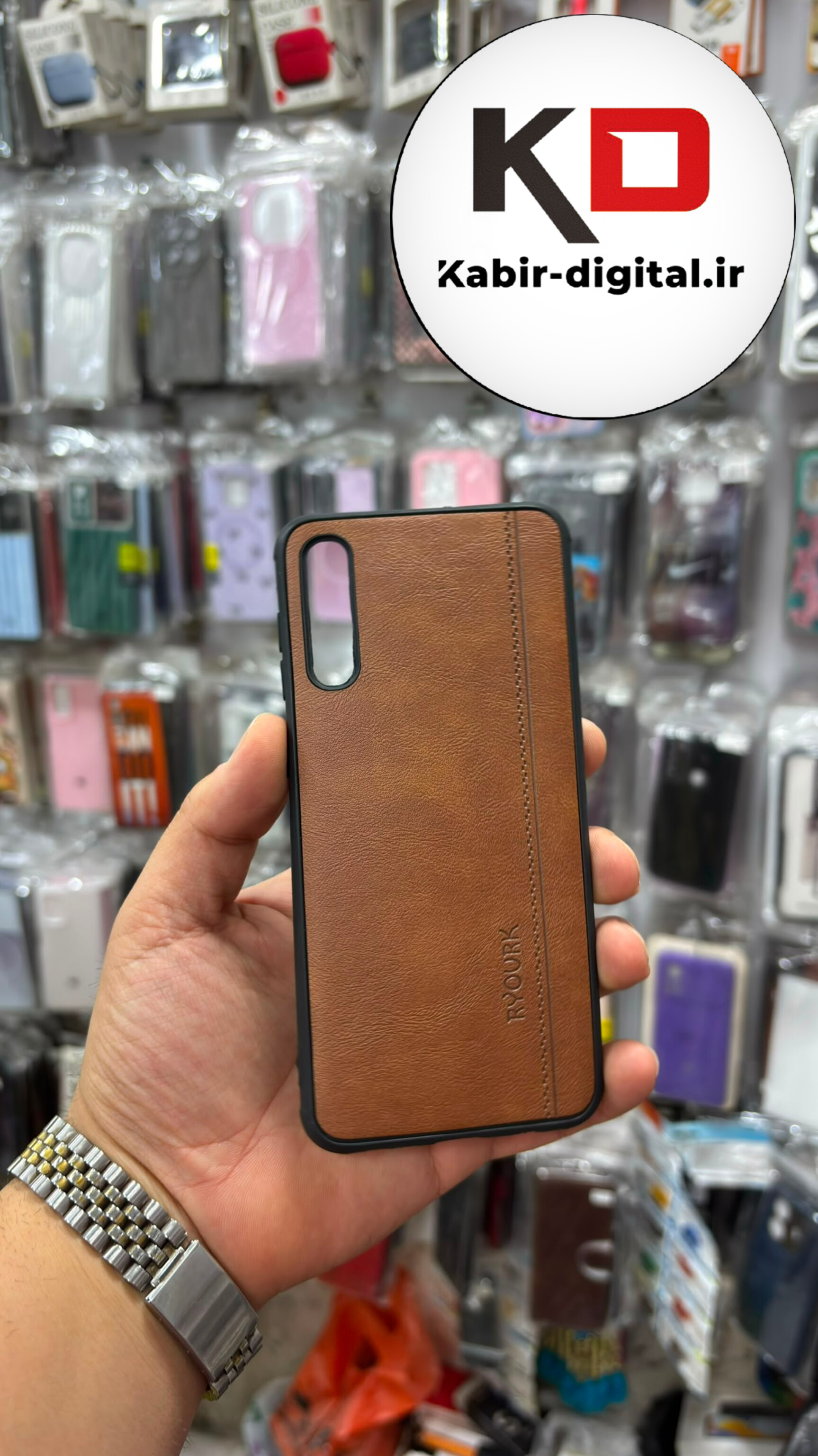 قاب گوشی Galaxy A50 / A50s / A30s سامسونگ سیلیکونی طرح چرمی کلاسیک RYOURK محافظ لنز دار قهوه ایی