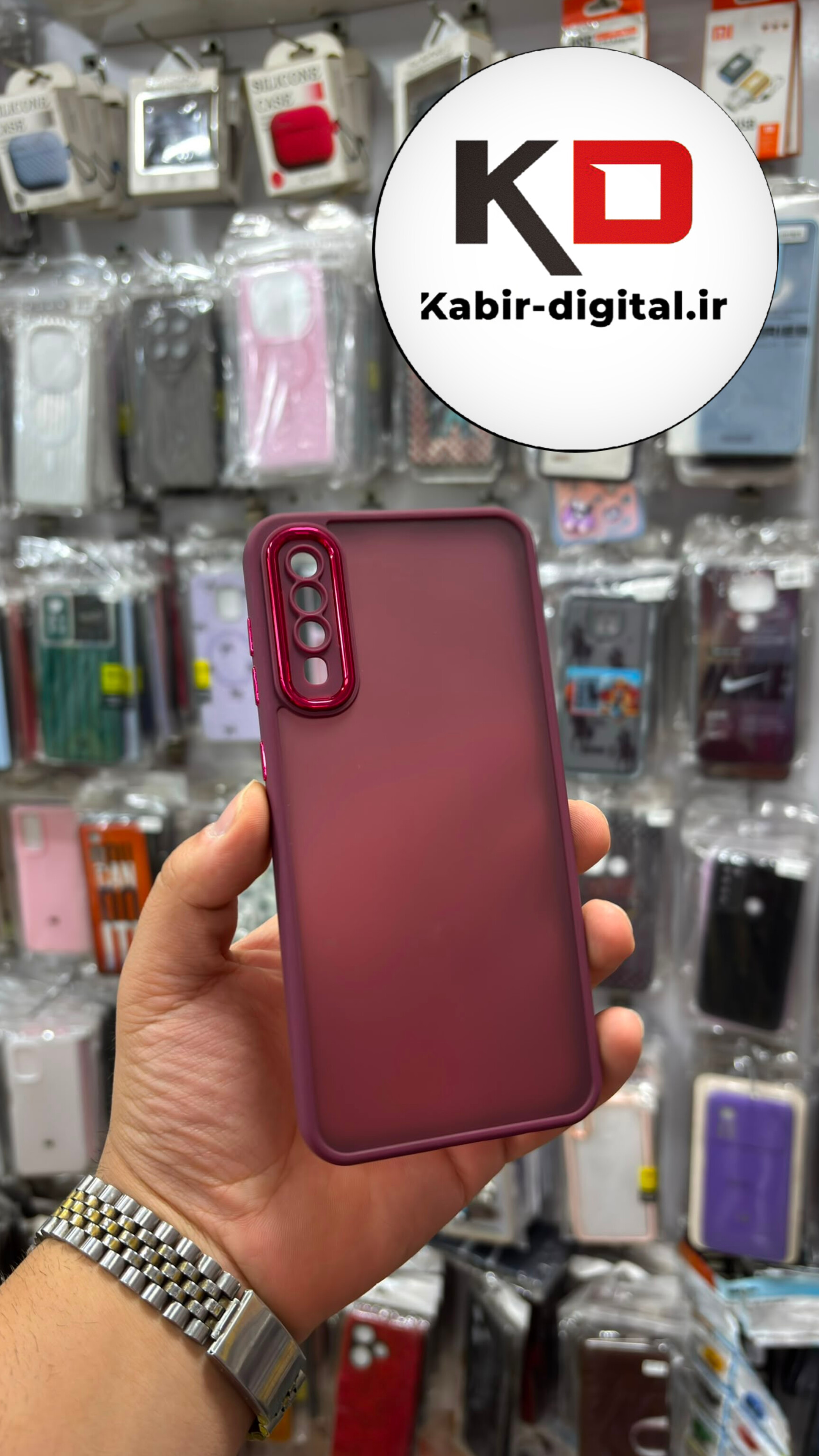 قاب گوشی Galaxy A50 / A50s / A30s سامسونگ پشت مات متال کیس Metal طرح پشت طلق شفاف دور سیلیکونی زرشکی