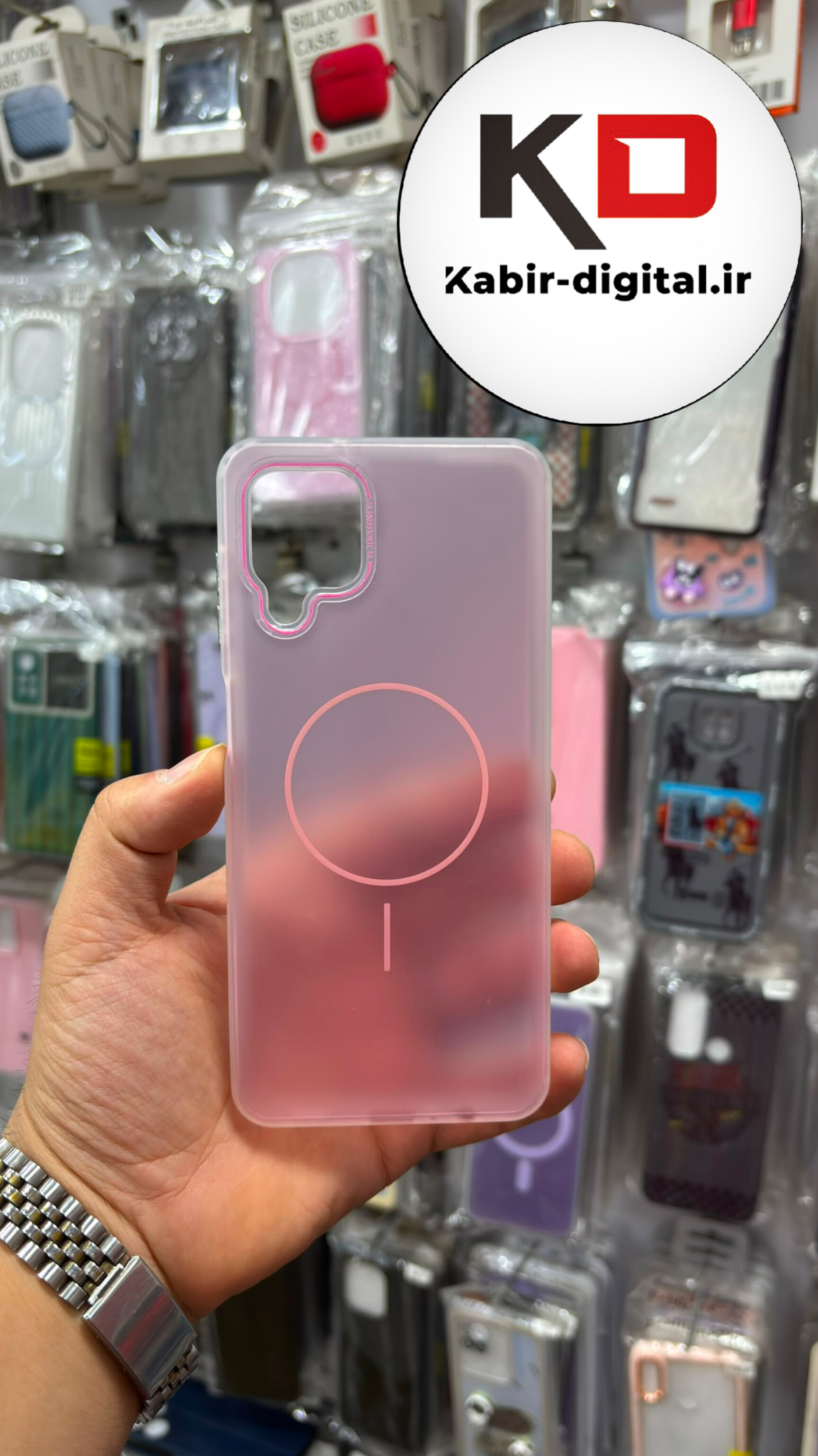 قاب گوشی  Galaxy A12 / M12 سامسونگ پشت مات Pastel Case پاستلی  طرح مگ سیف Magsafe مات لنز رنگی صورتی