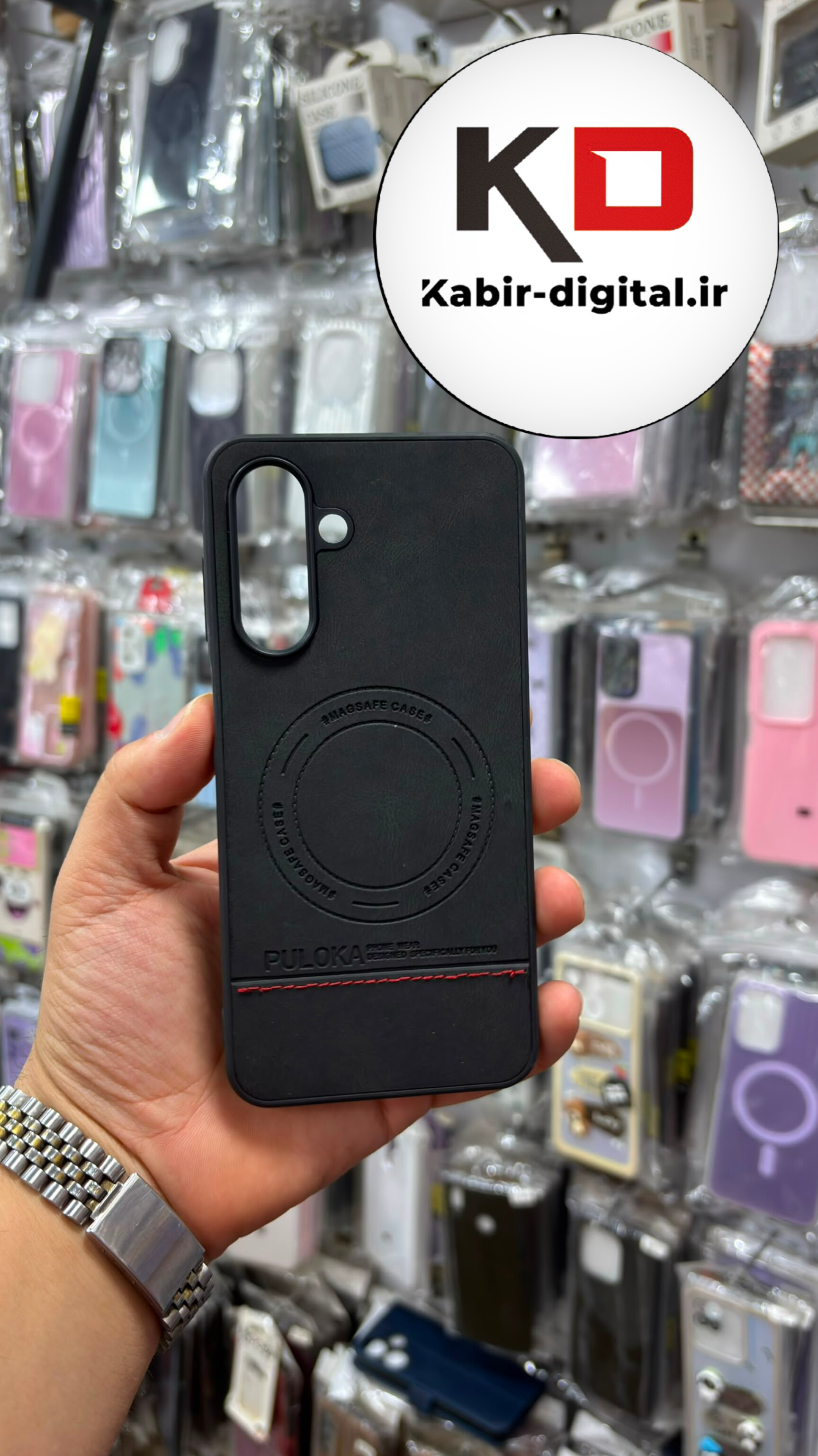 قاب گوشی  Galaxy A16 / A26 / A17 سامسونگ اورجینال PULOKA پولوکا NEW CASE طرح چرمی دوخت دار HARD مشکی