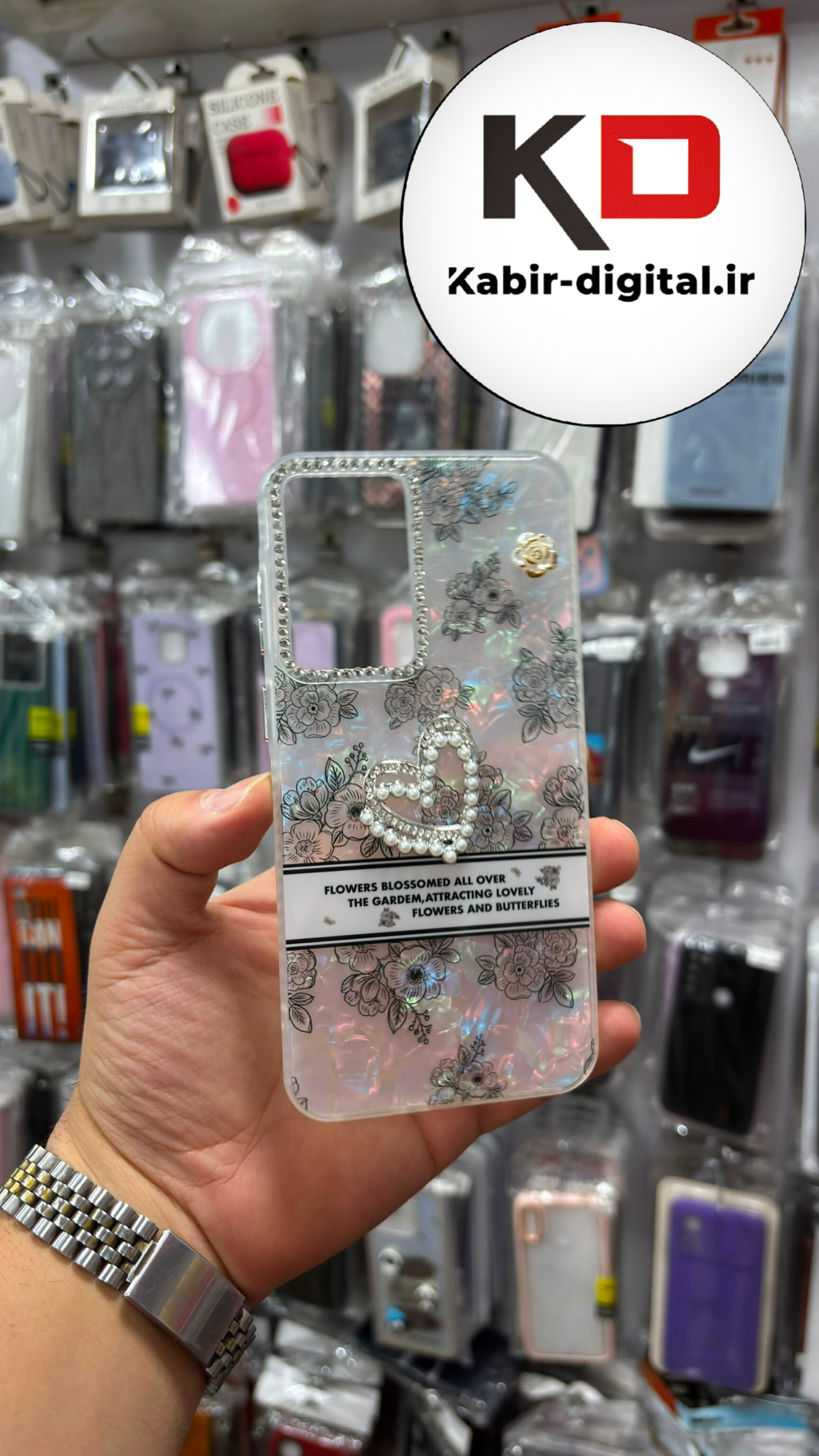 قاب گوشی  Galaxy A56 / A36 سامسونگ ماربل یخی گل رز و قلب برجسته لوکس طرح گل سرخ لنز متال قلب مروارید