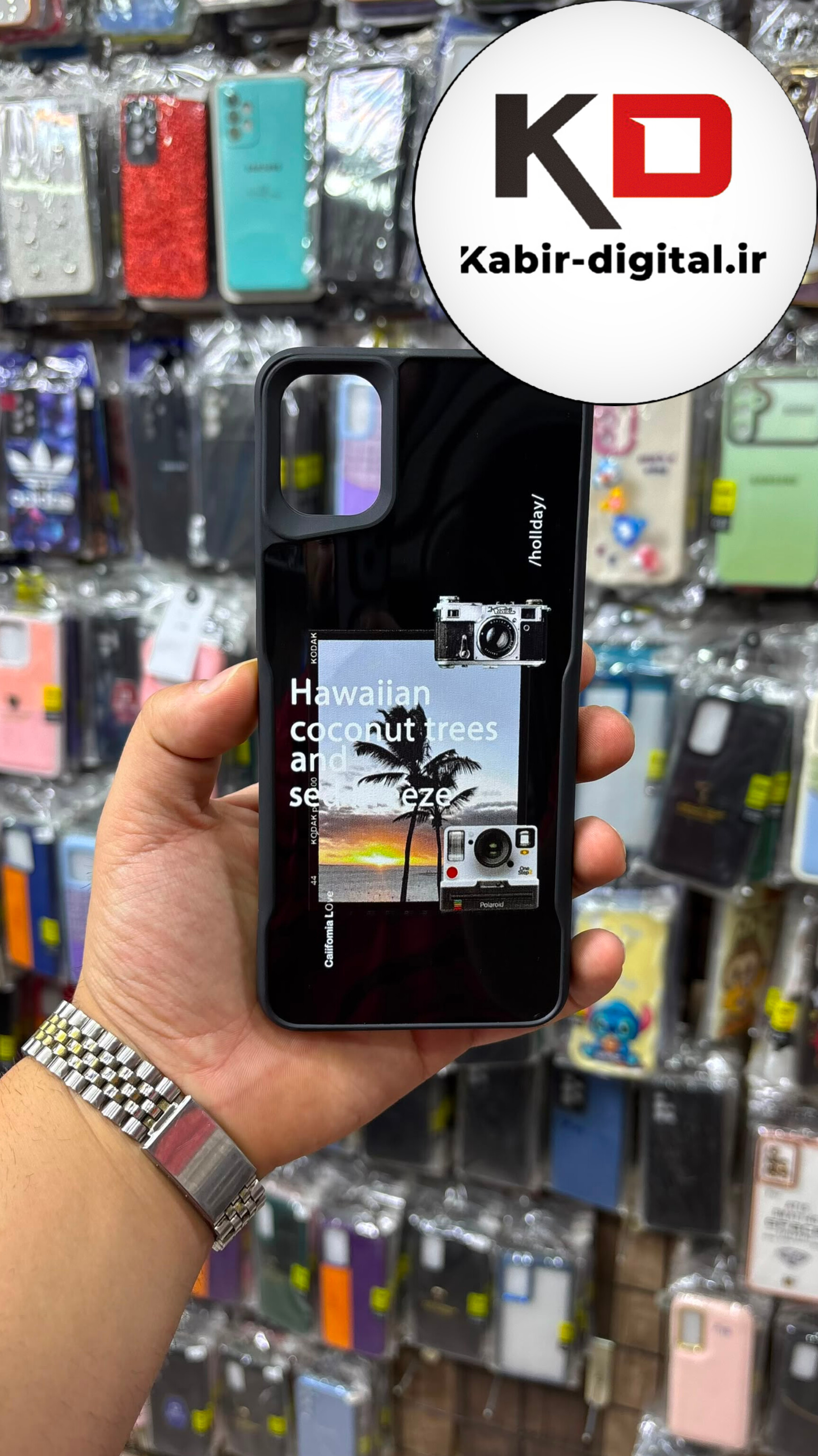 قاب گوشی Galaxy A05 سامسونگ پشت گلس شیشه ای اورجینال SO COOL دور سیلیکونی سوکول اسپرت Sport طرح ساحل مشکی