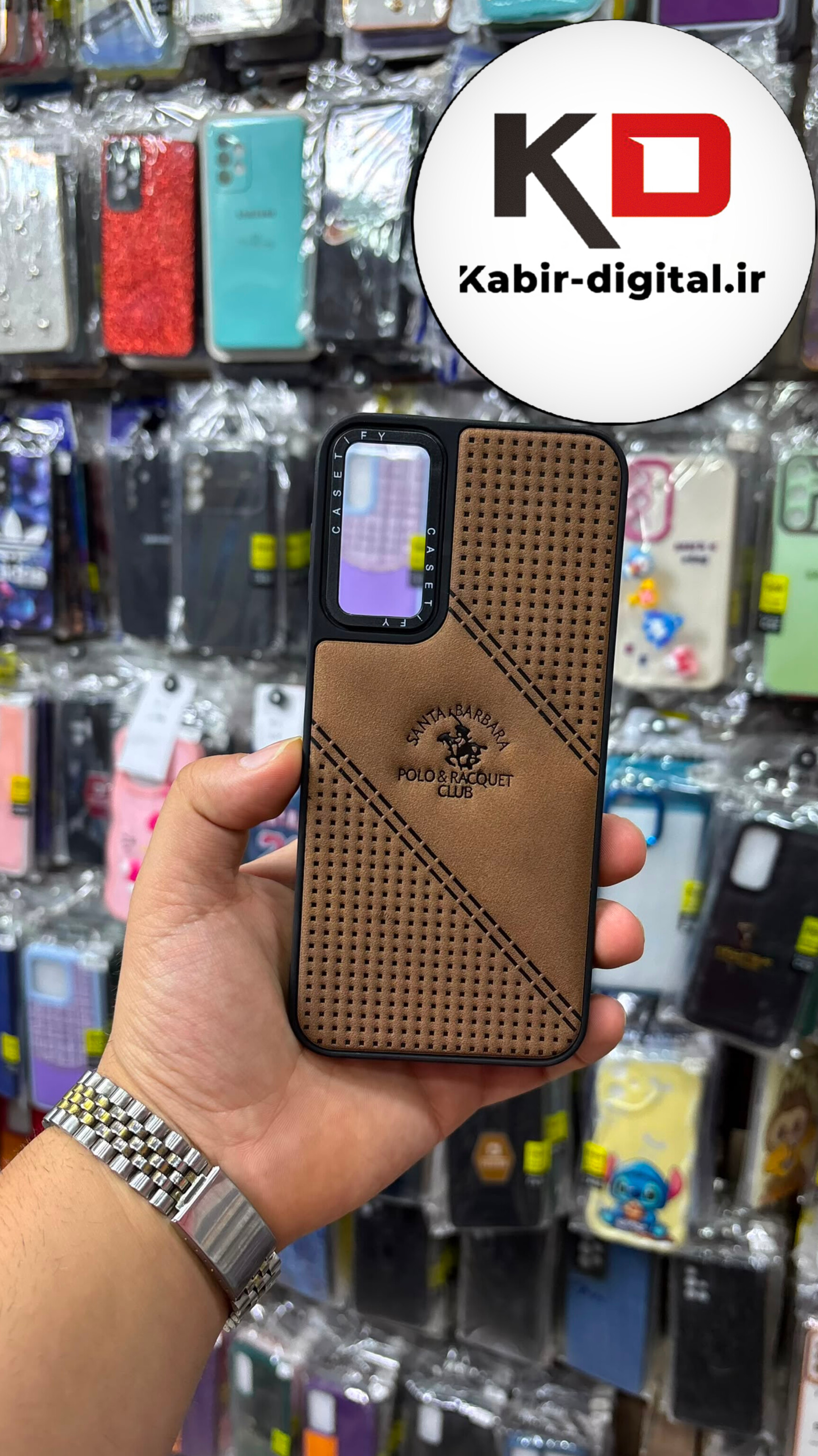 قاب گوشی Galaxy A14 / M14 سامسونگ پارچه ای CASETIFY پافری Polo Santa Barbara موکا