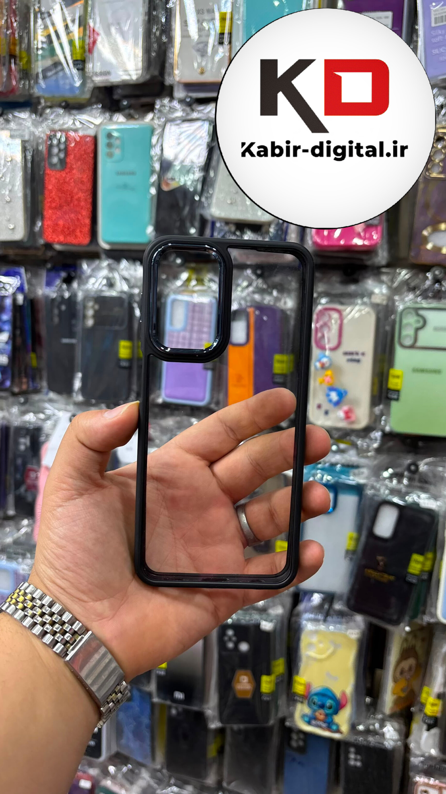 قاب گوشی Galaxy A14 / M14 سامسونگ اورجینال متال کیس Metal اورجینال CASE PRO طرح پشت طلق شفاف دور سیلیکونی مشکی