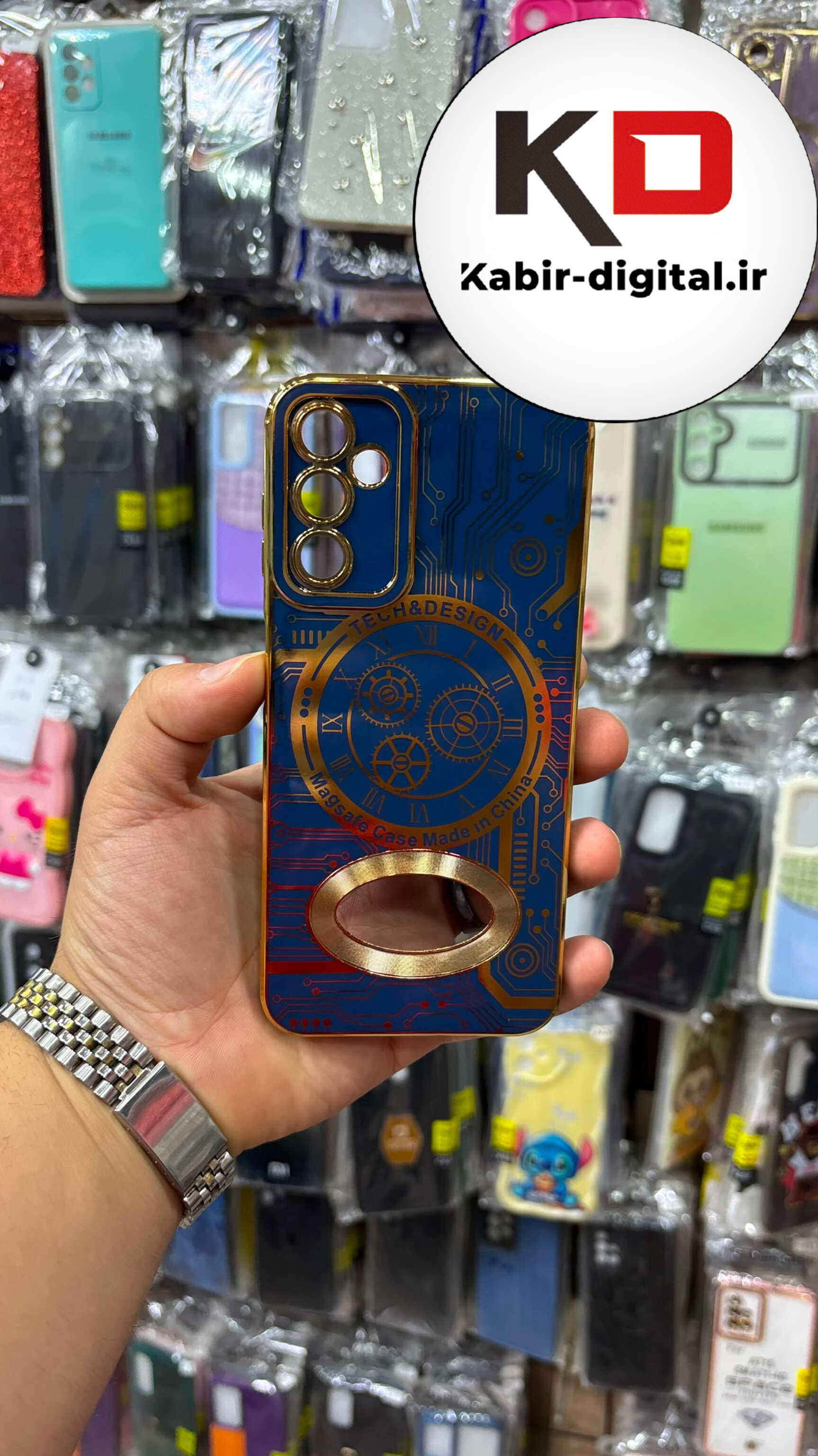قاب گوشی Galaxy A14 / M14 سامسونگ طرح مای کیس MY CASE ژله ای مگ سیف محافظ لنز دار طرح تکنولوژی رنگ طلایی