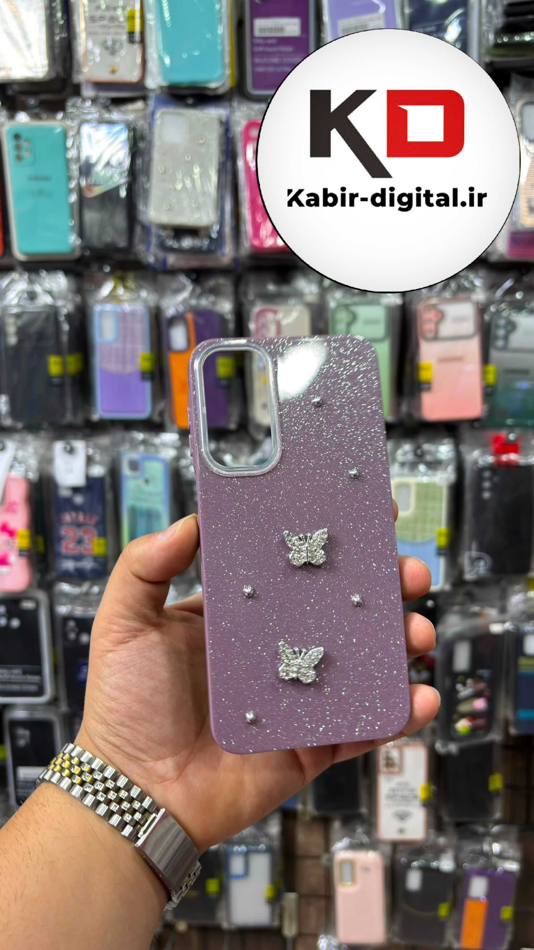 قاب گوشی Galaxy A16 / A26 / A17 سامسونگ شاین سخت HARD برجسته اورجینال ROMANCE پروانه نگین دار یاسی