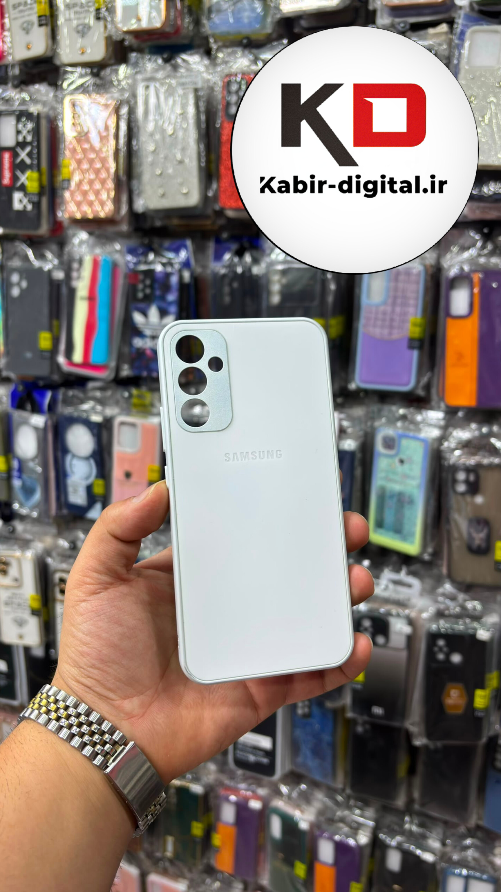 قاب گوشی Galaxy A34 سامسونگ پشت گلس شیشه ای محافظ لنز دار سفید