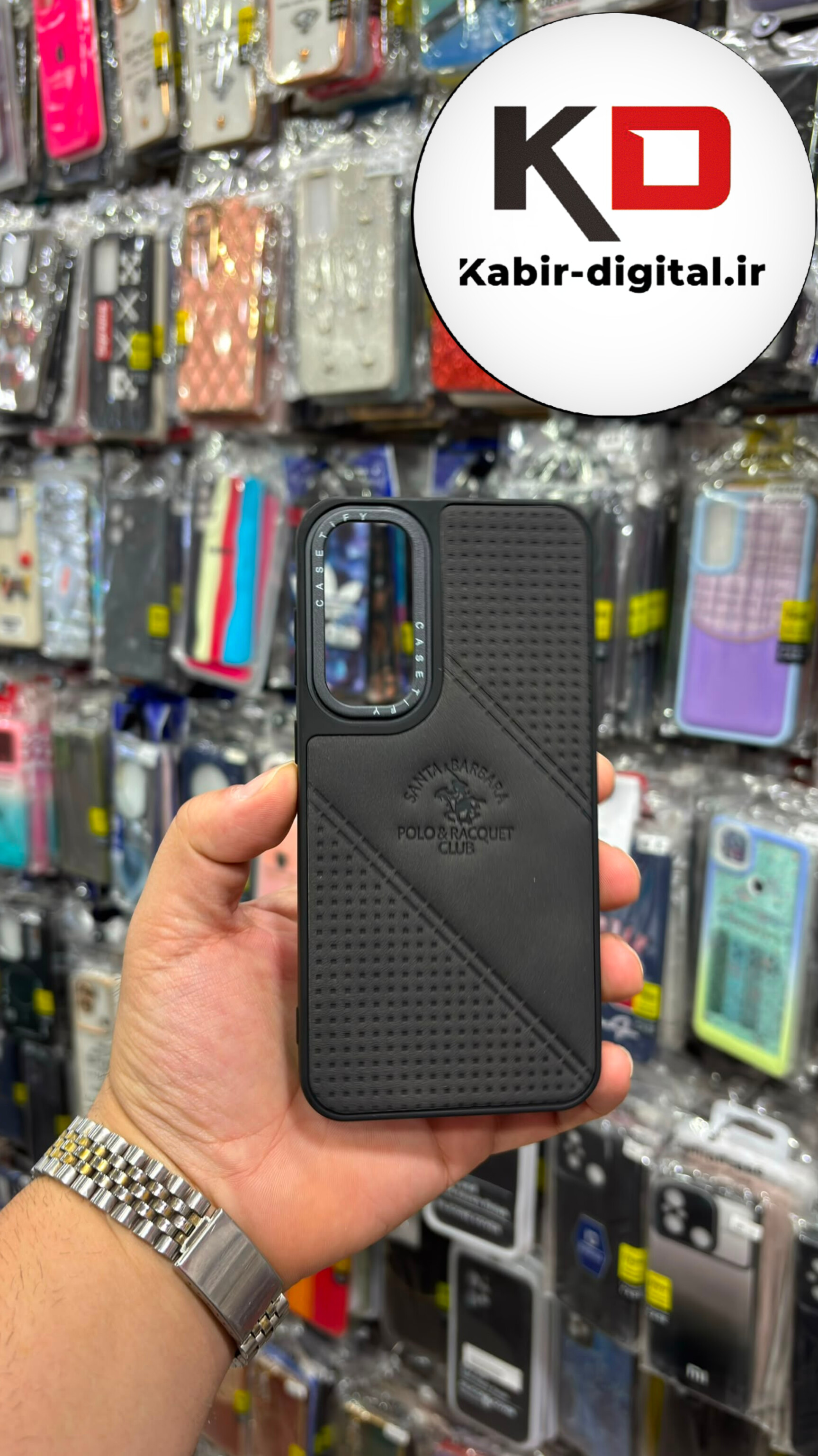 قاب گوشی Galaxy S23 FE سامسونگ پارچه ای CASETIFY پافری Polo Santa Barbara مشکی
