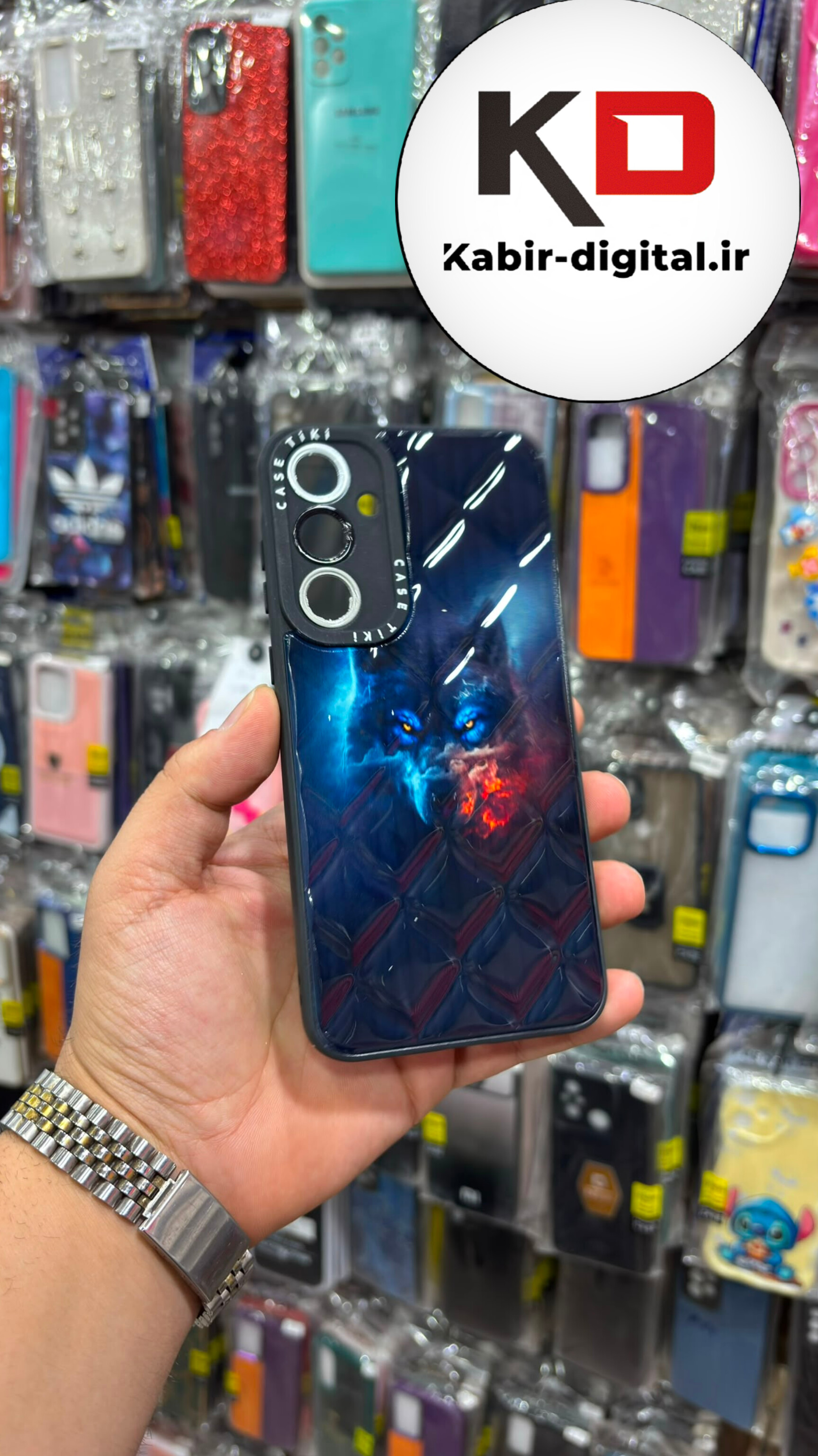 قاب گوشی Galaxy A35 سامسونگ دور سیلیکونی 3D Pucker برجسته طرح گرگ محافظ لنز دار