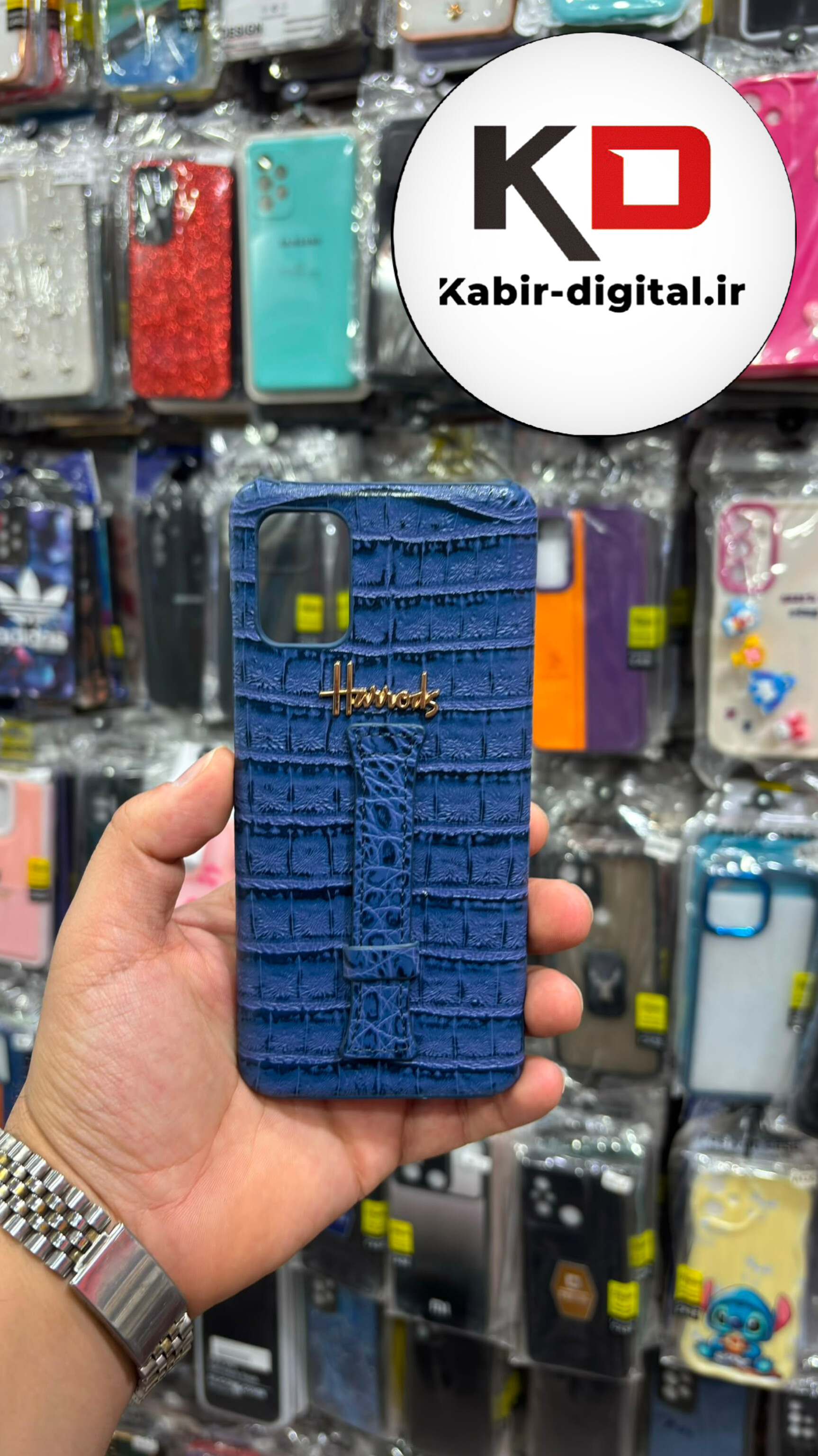 قاب گوشی Galaxy A51 / A31 سامسونگ طرح چرمی استندشو آبی محافظ لنزدار