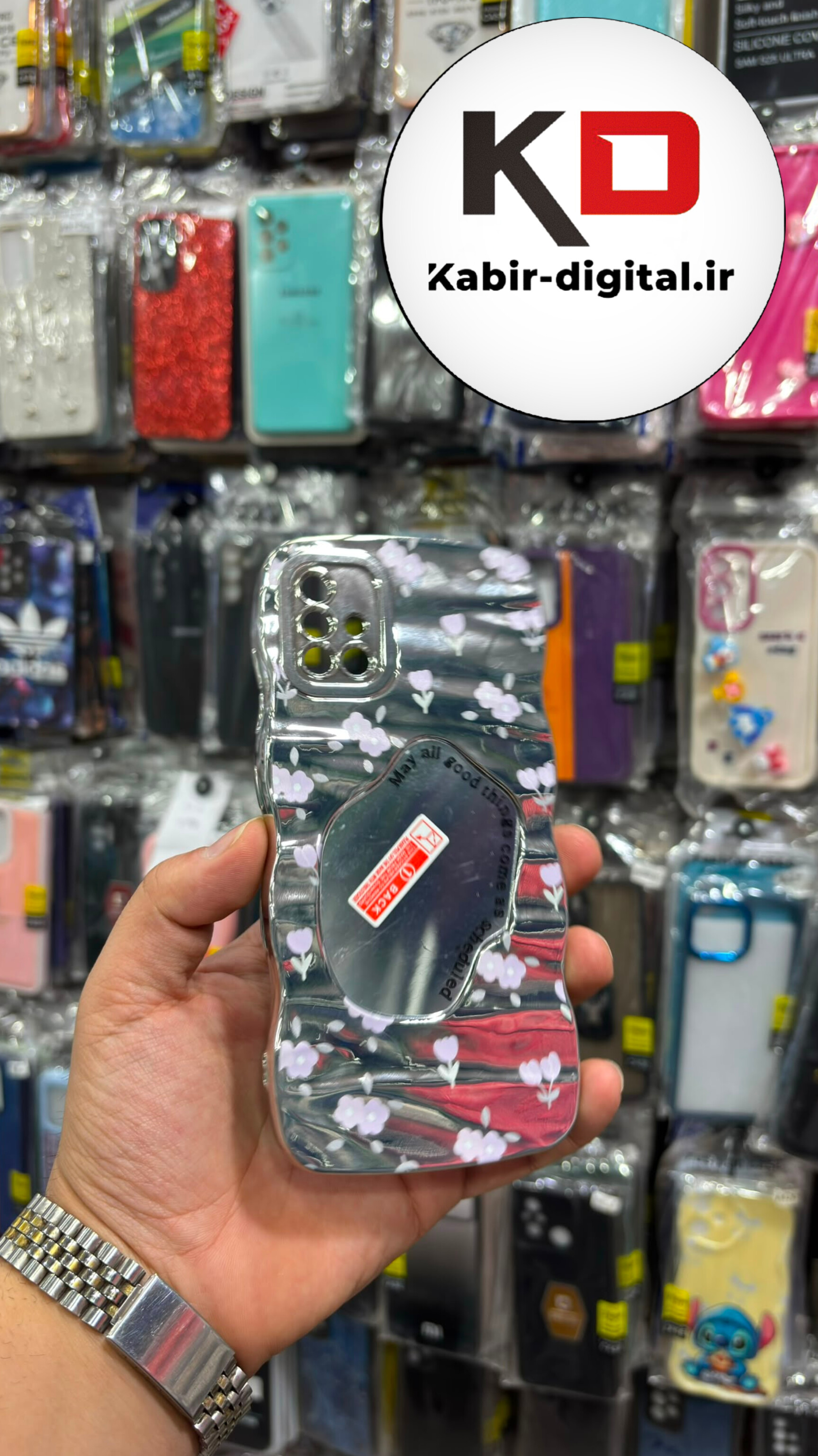 قاب گوشی Galaxy A51 سامسونگ طرح آینه ایی اورجینال بالشتی محافظ لنز دار رنگ نقره ای طرح گل