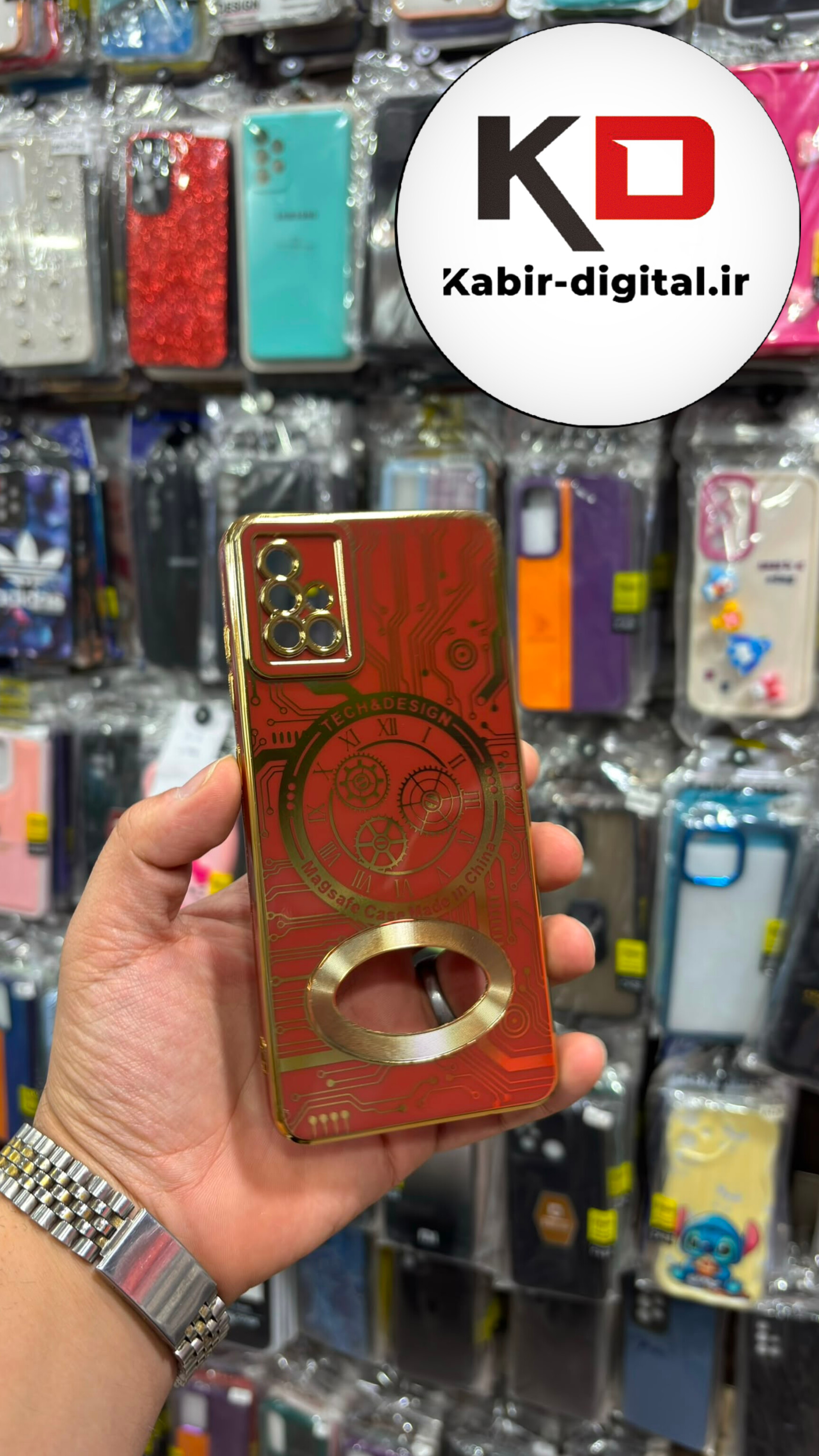 قاب گوشی Galaxy A51 سامسونگ طرح مای کیس MY CASE ژله ای مگ سیف محافظ لنز دار طرح تکنولوژی رنگ طلایی