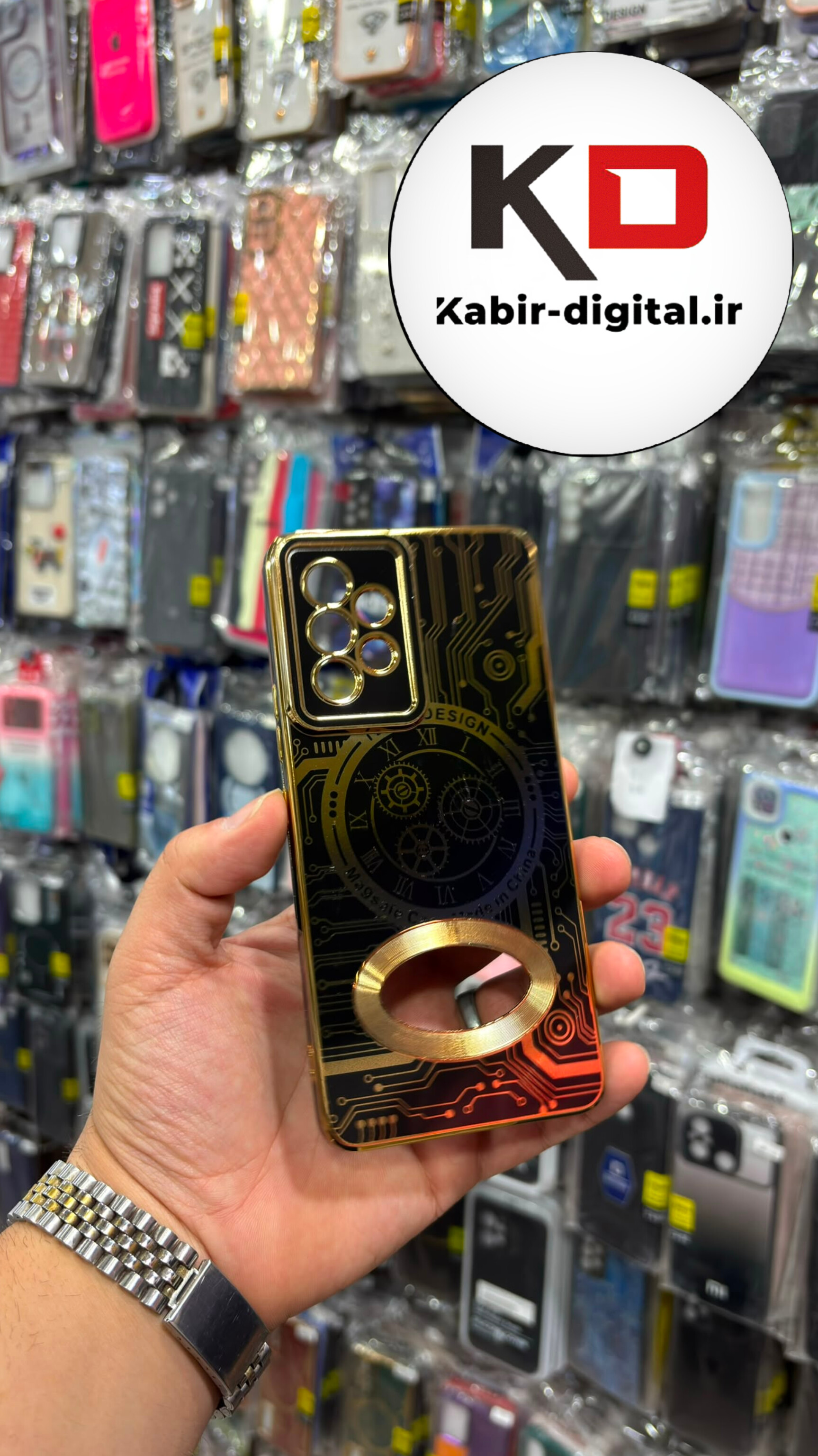 قاب گوشی Galaxy A53 سامسونگ طرح مای کیس MY CASE ژله ای مگ سیف محافظ لنز دار طرح تکنولوژی رنگ طلایی