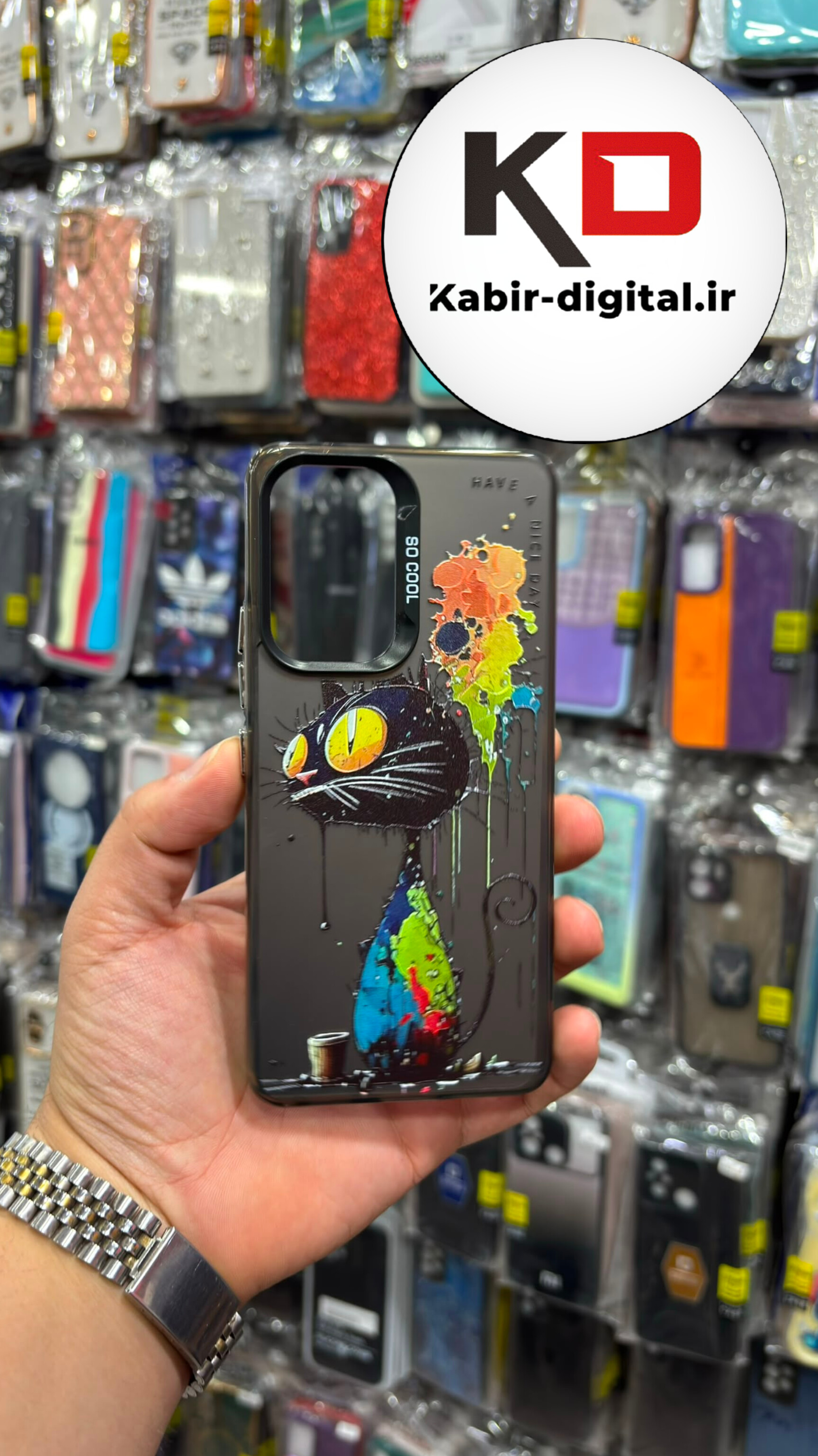 قاب گوشی Galaxy A53 سامسونگ So Cool اورجینال لنز برجسته کرومی طرح گربه