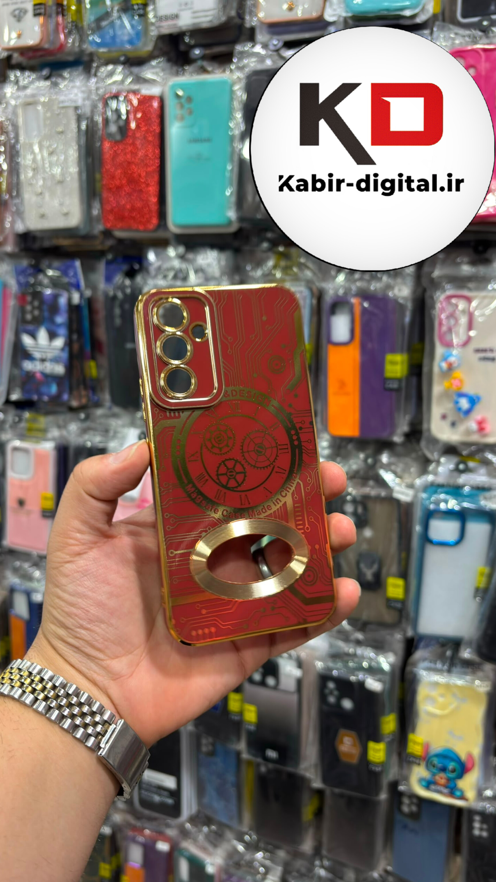 قاب گوشی Galaxy A54 سامسونگ طرح مای کیس MY CASE ژله ای مگ سیف محافظ لنز دار طرح تکنولوژی رنگ طلایی