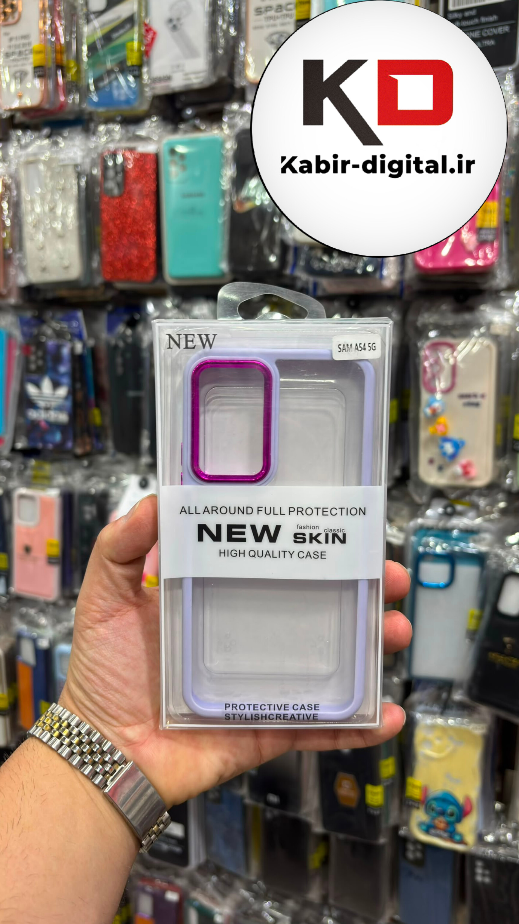 قاب گوشی Galaxy A54 سامسونگ اورجینال متال کیس Metal اورجینال CASE PRO طرح پشت طلق شفاف دور سیلیکونی