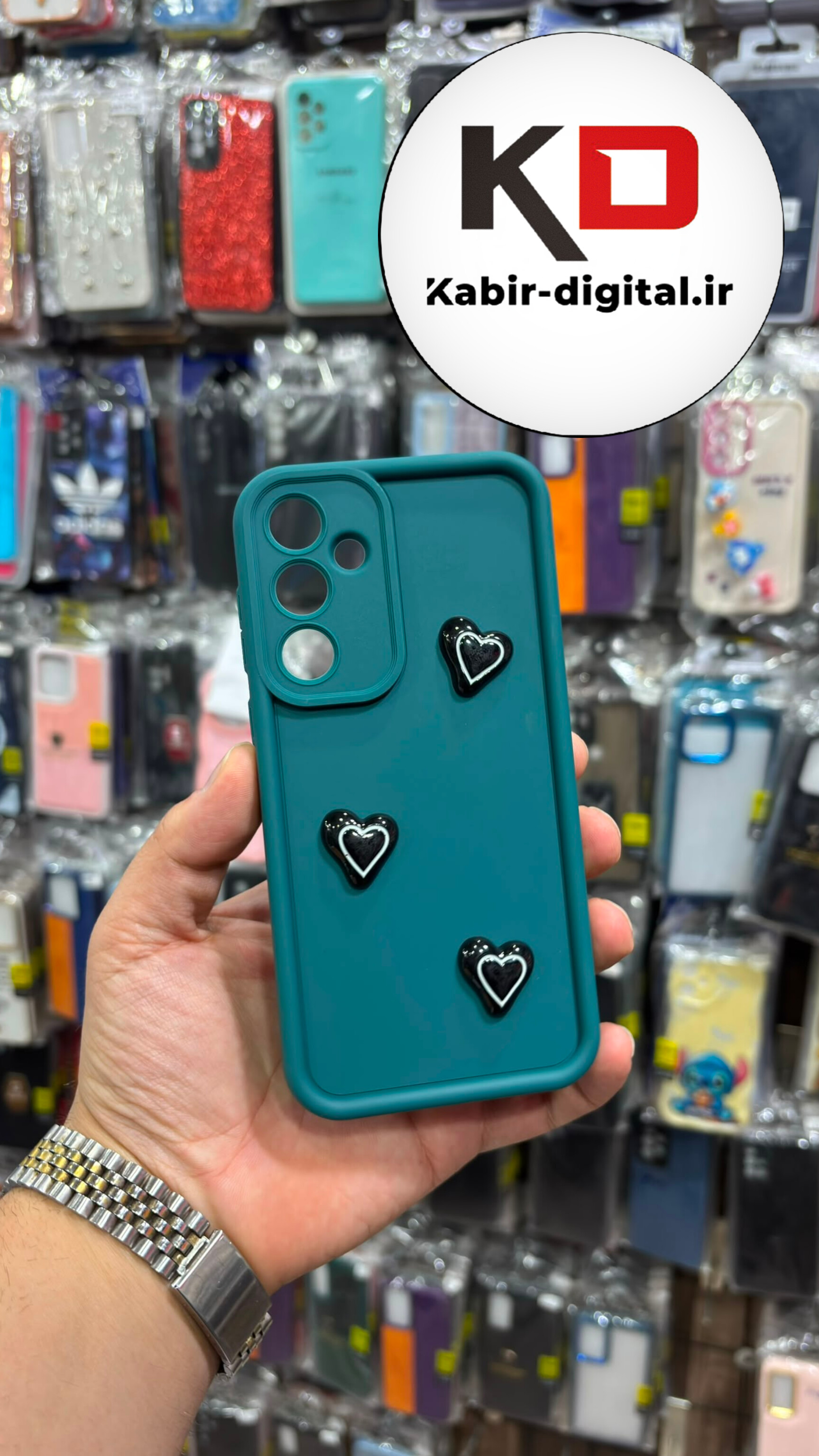 قاب گوشی Galaxy A55 سامسونگ سیلیکونی Solid Case عروسکی برجسته طرح قلبی محافظ لنزدار