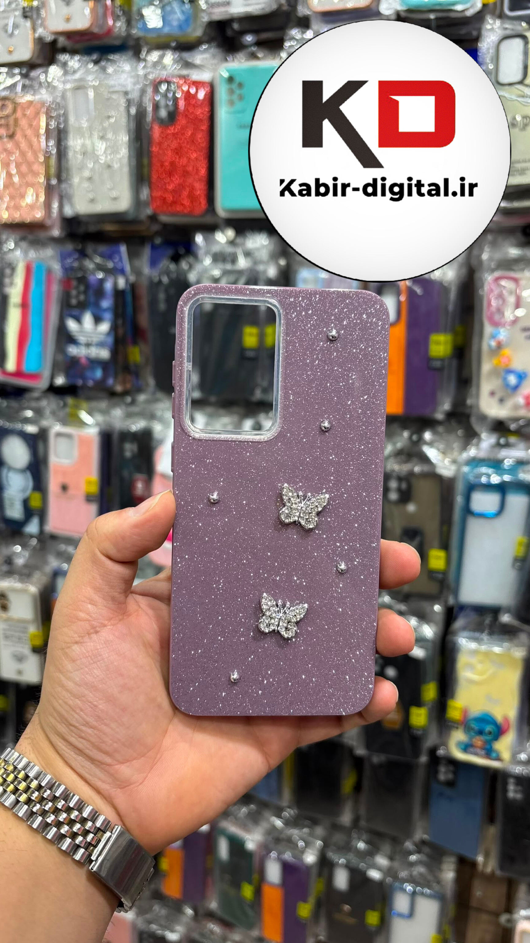قاب گوشی Galaxy A56 / A36 سامسونگ شاین سخت HARD برجسته اورجینال ROMANCE پروانه نگین دار یاسی