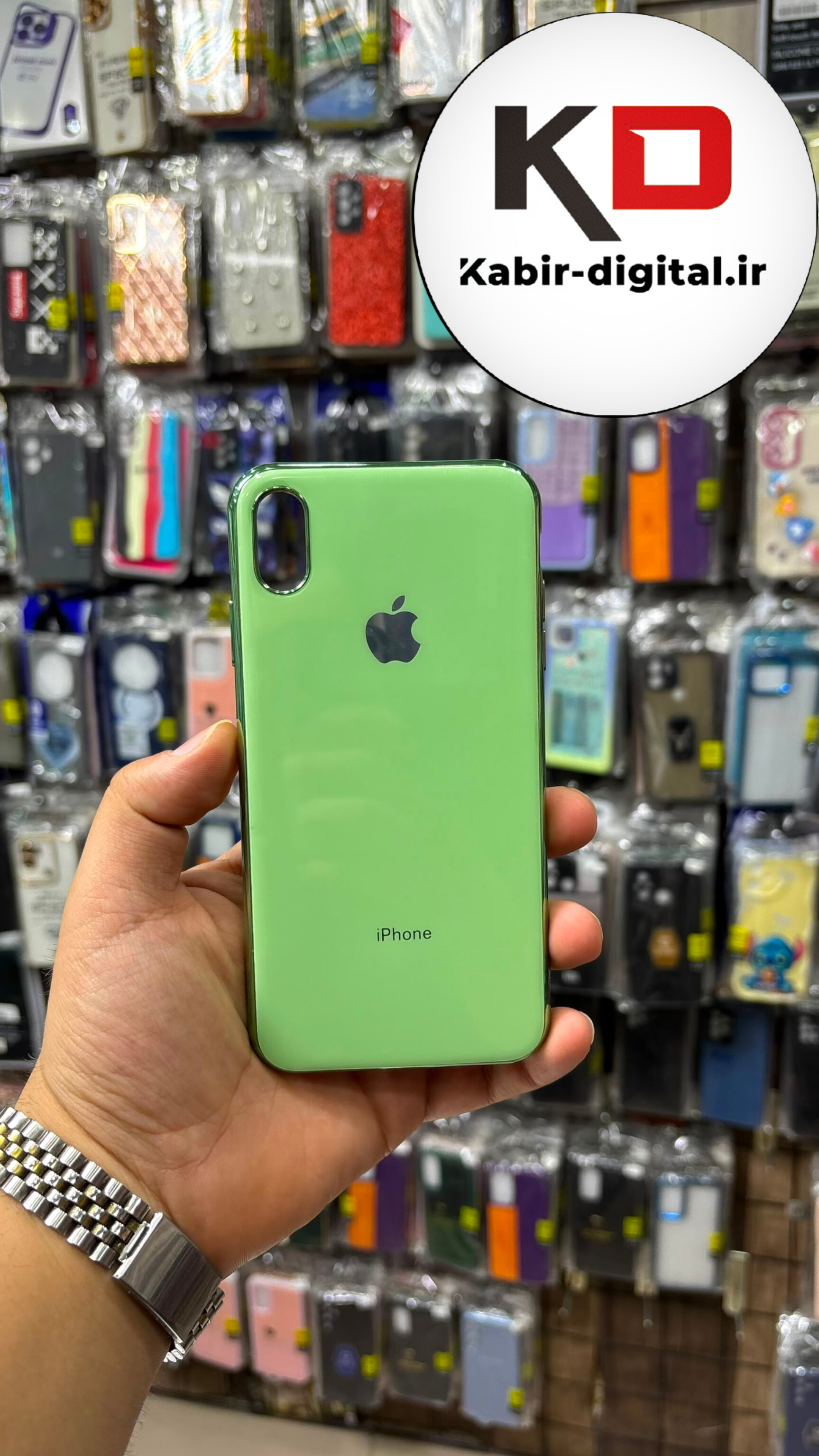 قاب گوشی  iPhone  XS Max  آیفون پشت گلس شیشه ای اورجینال SO COOL دور سیلیکونی براق سبز روشن