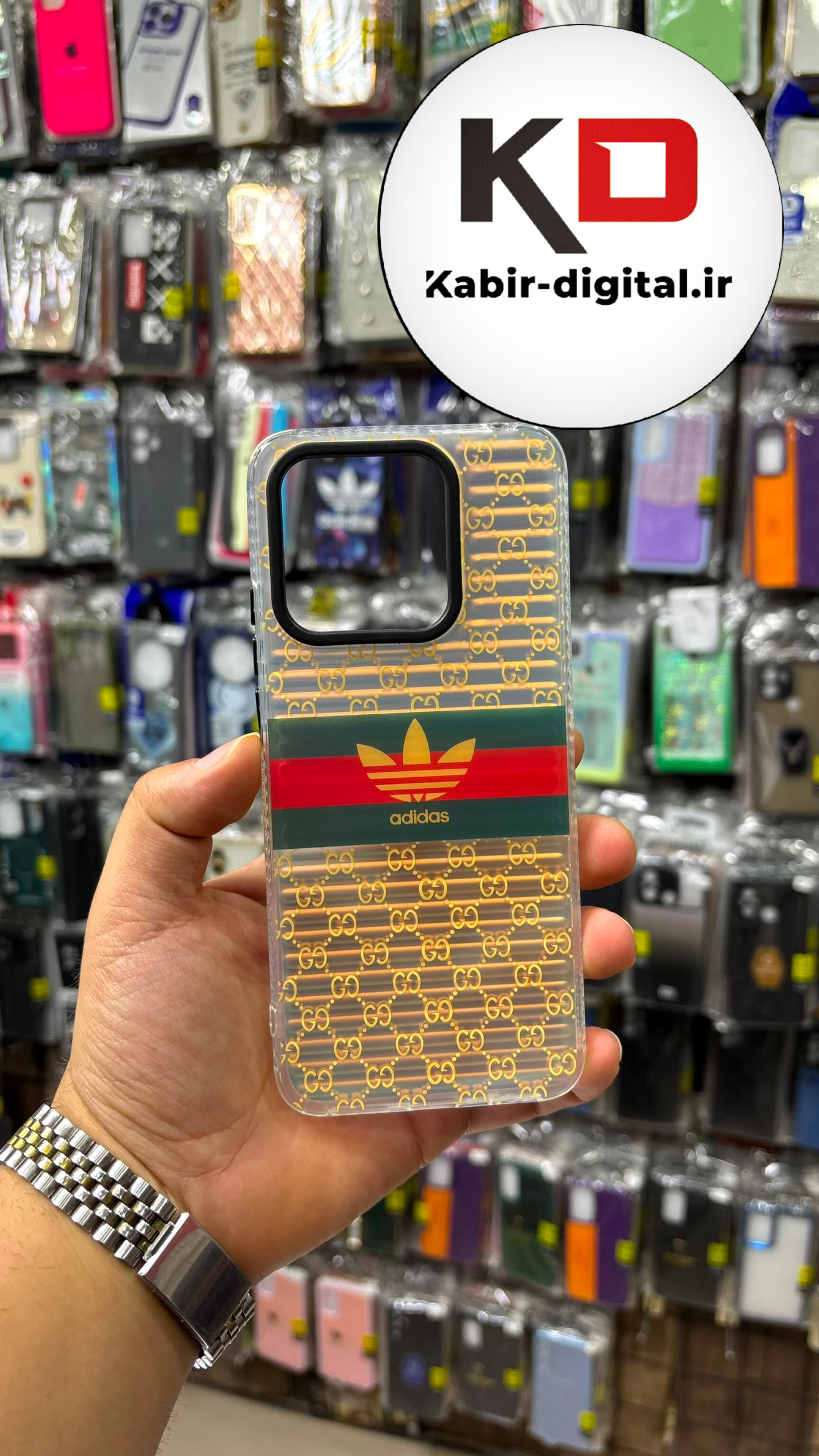 قاب گوشی Redmi 12c / POCO C65 / POCO C40 / Redmi 10c شیائومی  ضد ضربه هولوگرامی یانگ کیت Unique Case طرح آدیداس گوچی