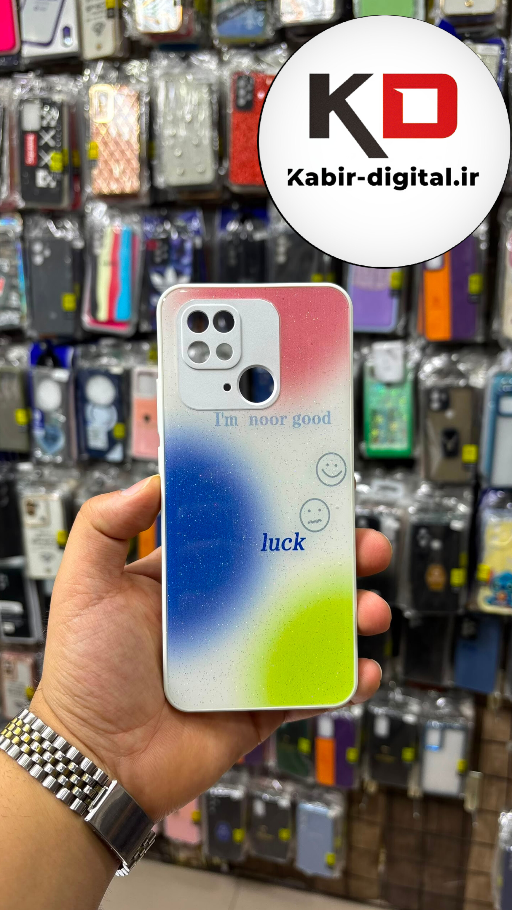 قاب گوشی Redmi 10C  / Poco C40 شیائومی پشت گلس شیشه ای محافظ لنز دار آبرنگی لیزری محافظ لنزدار