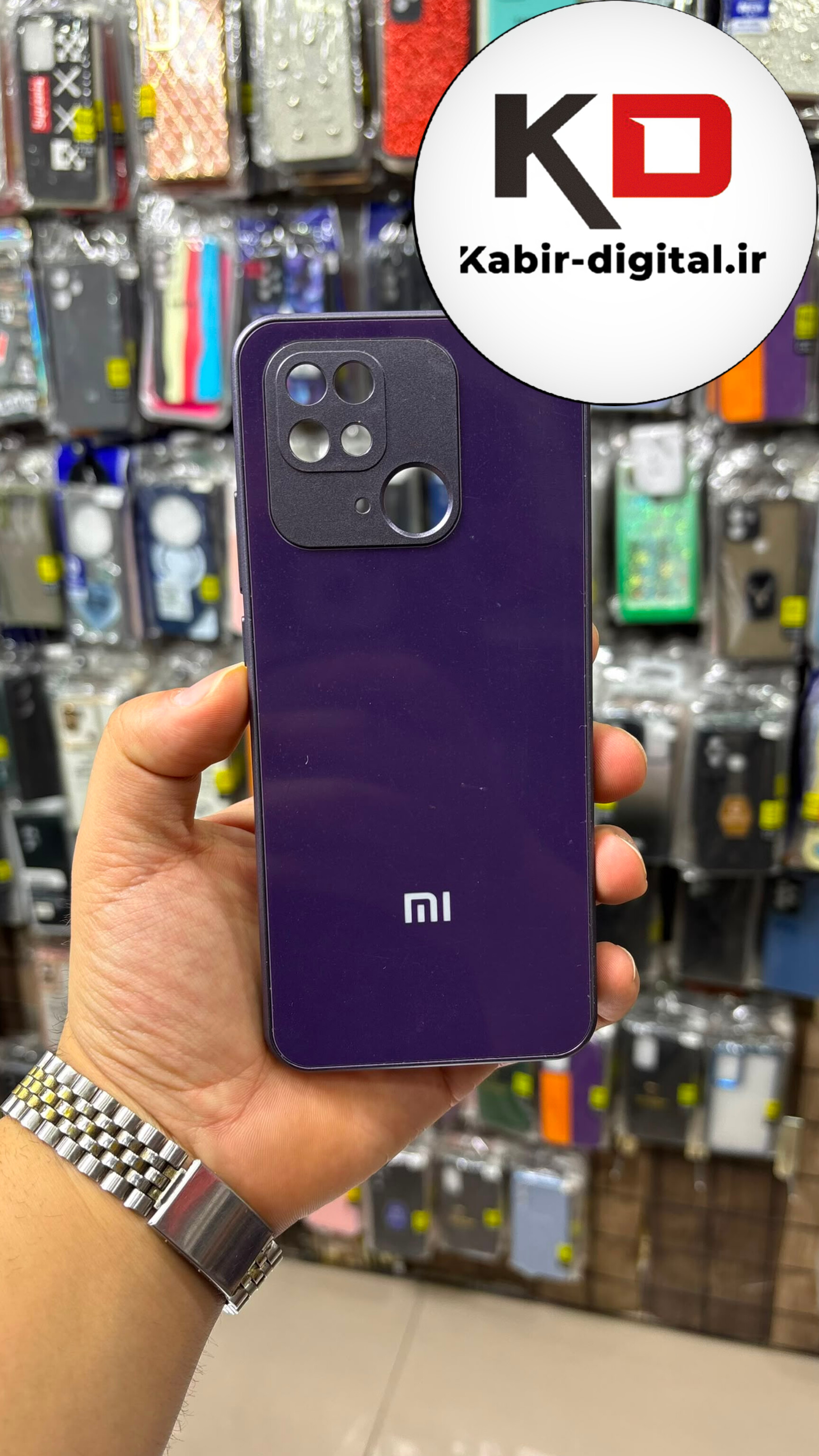 قاب گوشی Redmi 10C  / Poco C40 شیائومی پشت گلس شیشه ای اورجینال SO COOL دور سیلیکونی بنفش