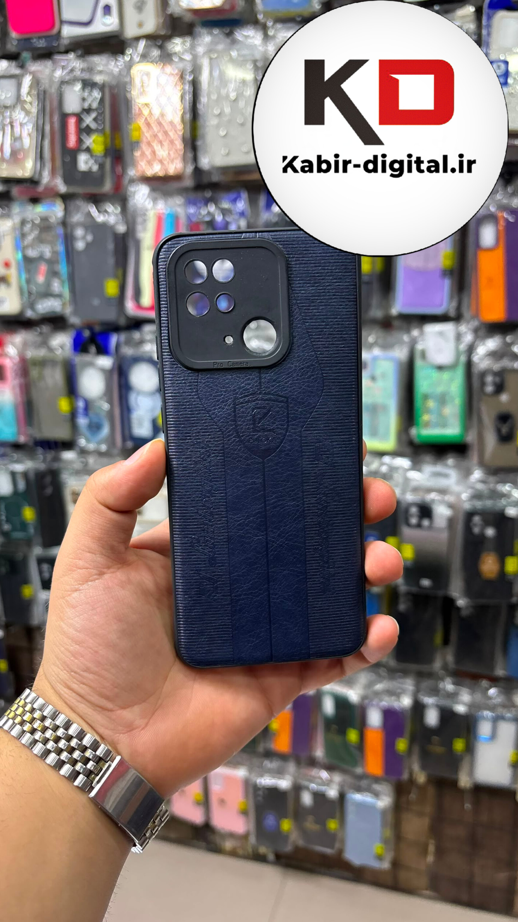 قاب گوشی Redmi 10C  / Poco C40 شیائومی سیلیکونی طرح چرمی کلاسیک محافظ لنز دار سرمه ایی
