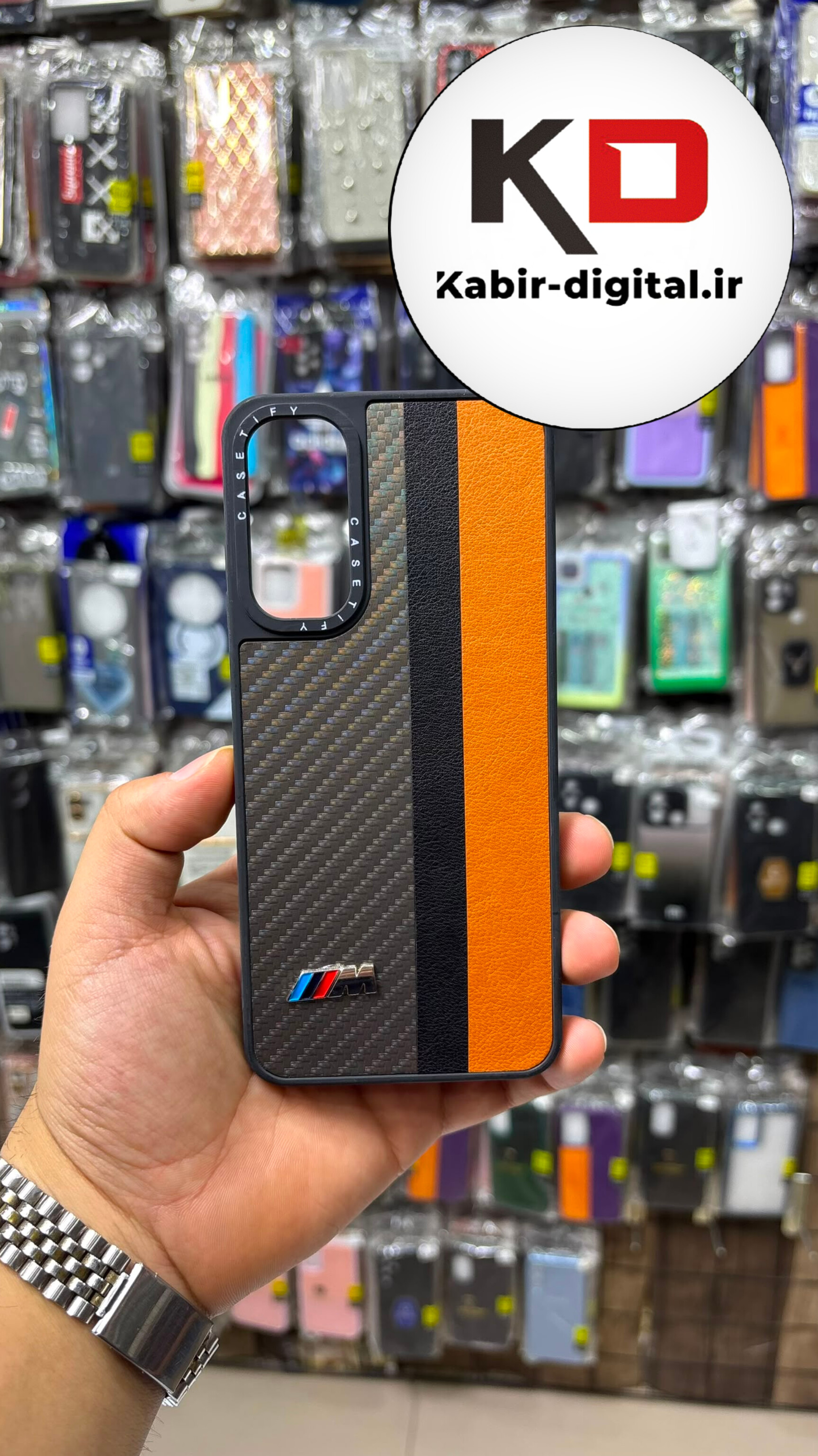 قاب گوشی Galaxy A05S سامسونگ پشت چرمی CASETIFY مات طرح اسپرت کربنی