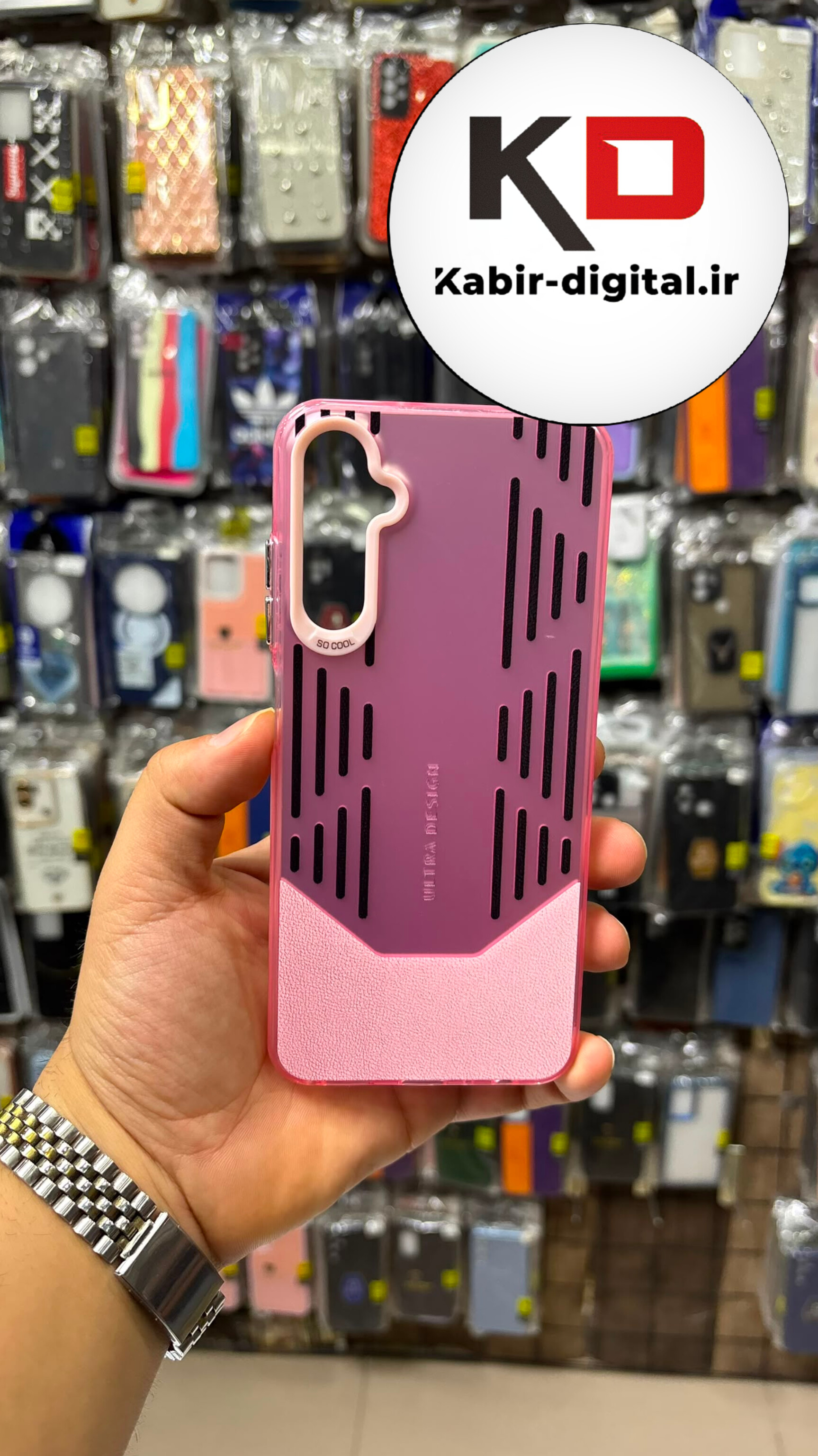 قاب گوشی Galaxy A05S سامسونگ Ultra Design برجسته اورجینال اسپرت معطر رنگ صورتی محافظ لنزدار کرومی