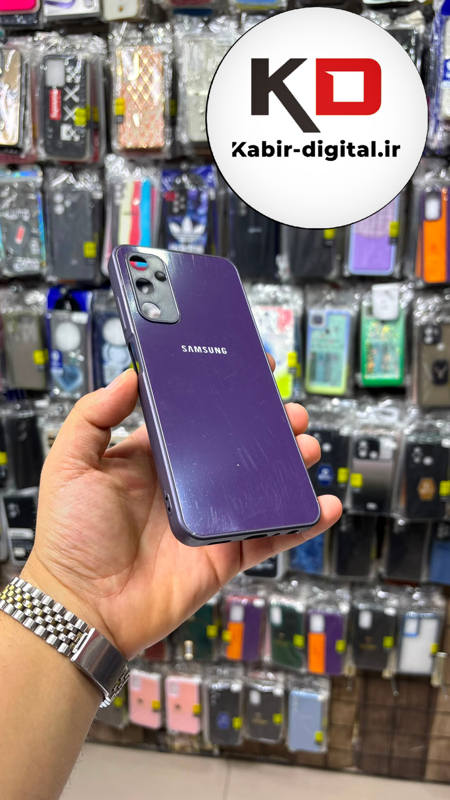 قاب گوشی Galaxy A05S سامسونگ پشت گلس شیشه ای محافظ لنز دار لیزری محافظ لنزدار بنفش