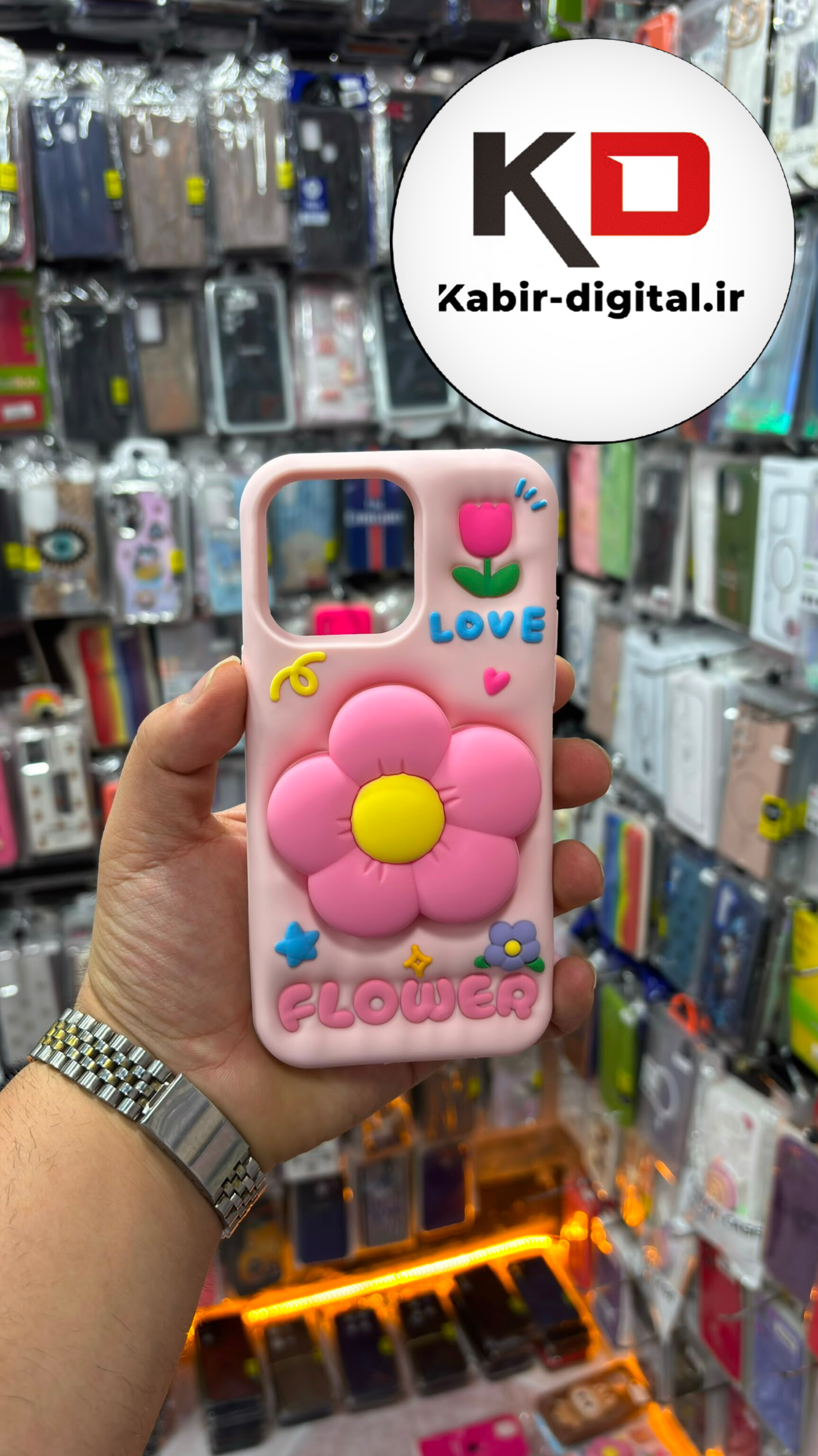 قاب گوشی iPhone 13/14/15 Pro Max آیفون سیلیکونی پاک کنی اورجینال عروسکی  هولدری استند شو